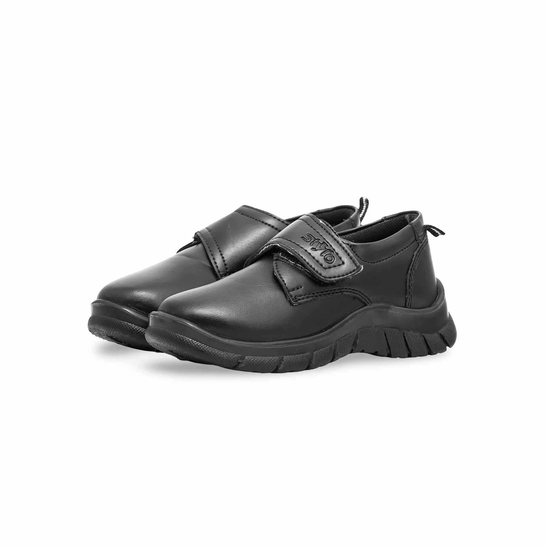 Boys Black Velcro Strap School Shoes SK1083 - Image 2