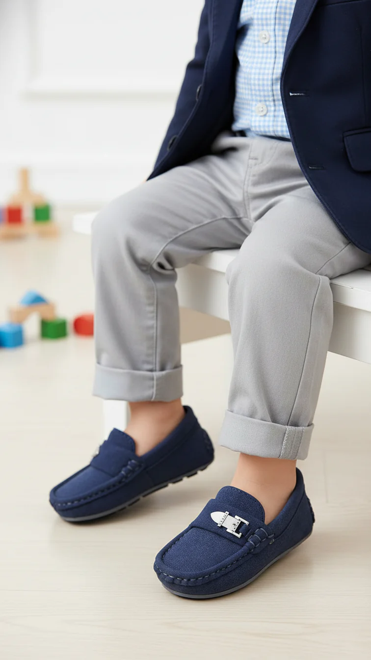 Boys Navy Formal Moccasin KD2321