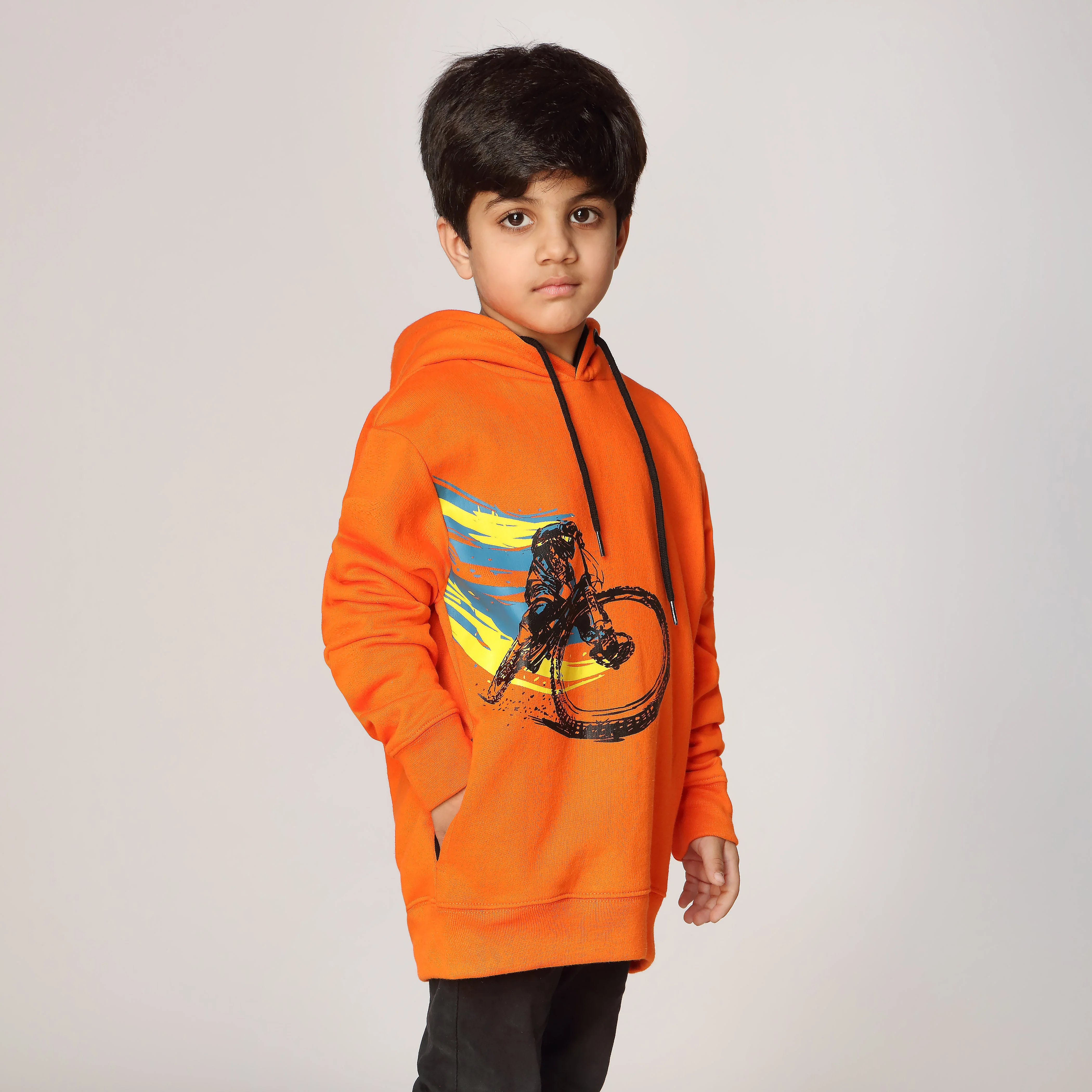Boys Orange Fleece Puller Hoodie PW2861 - Image 3