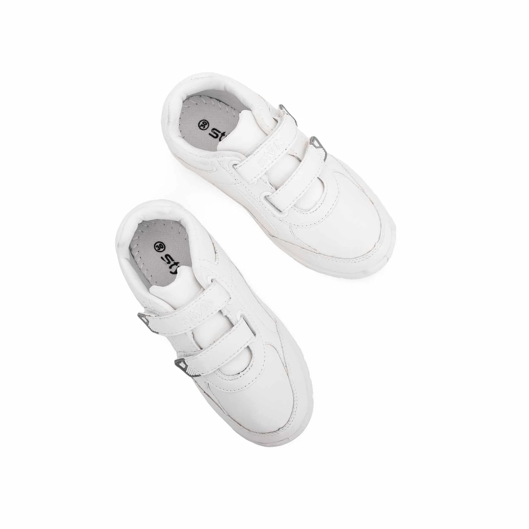 Boys White Velcro School Trainers SK1071 - Image 5