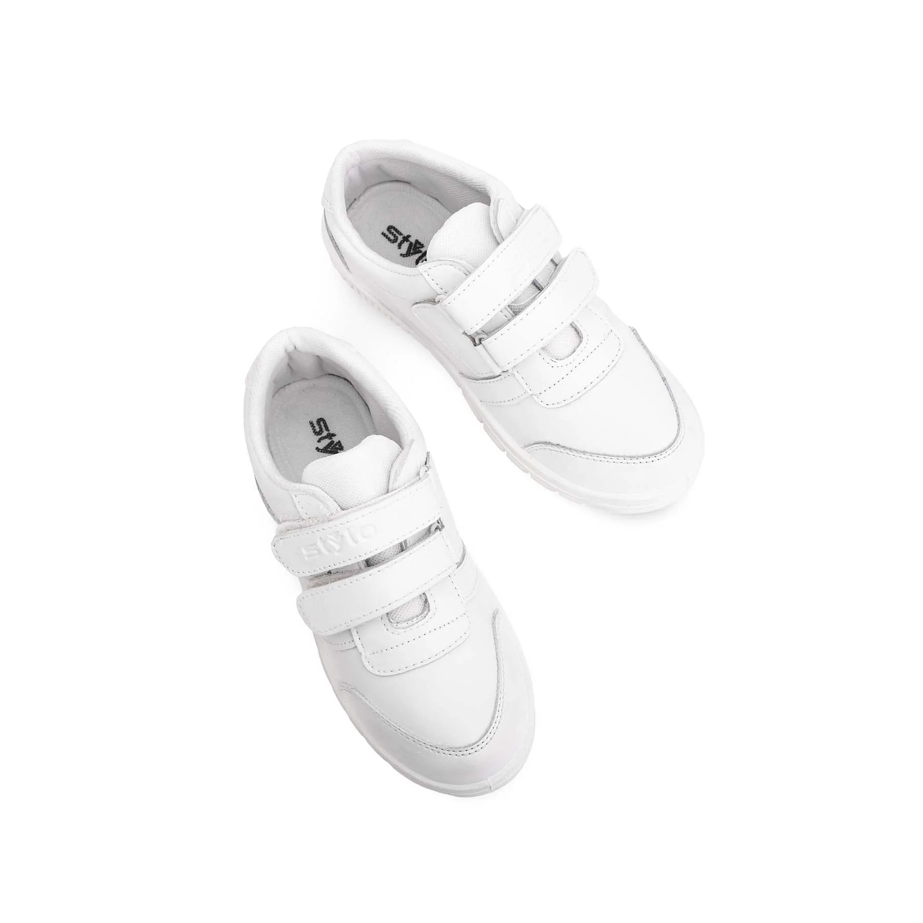 Boys White Velcro School Trainers SK1073 - Image 5
