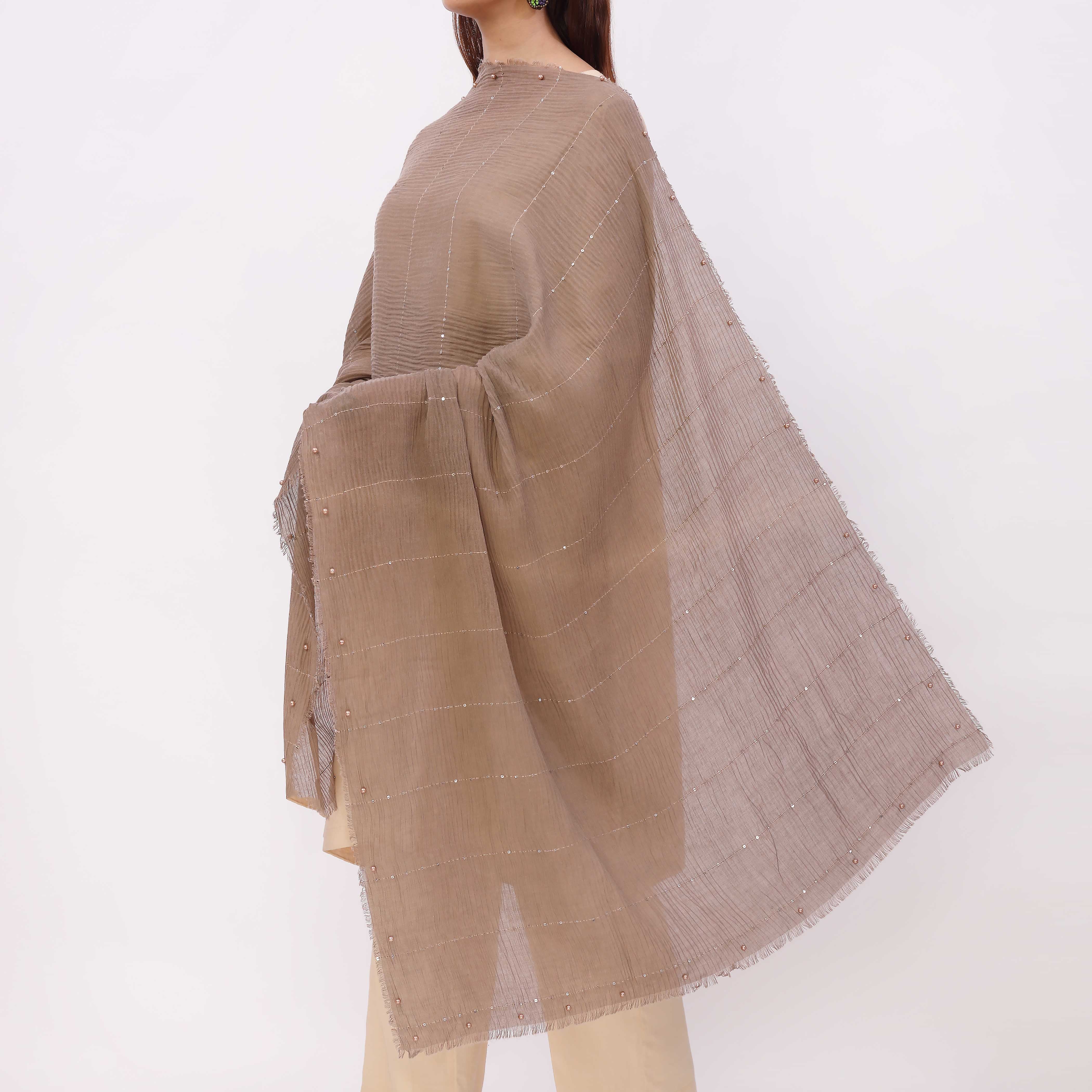 Brown Embroidered Stole PD5300 - Image 3