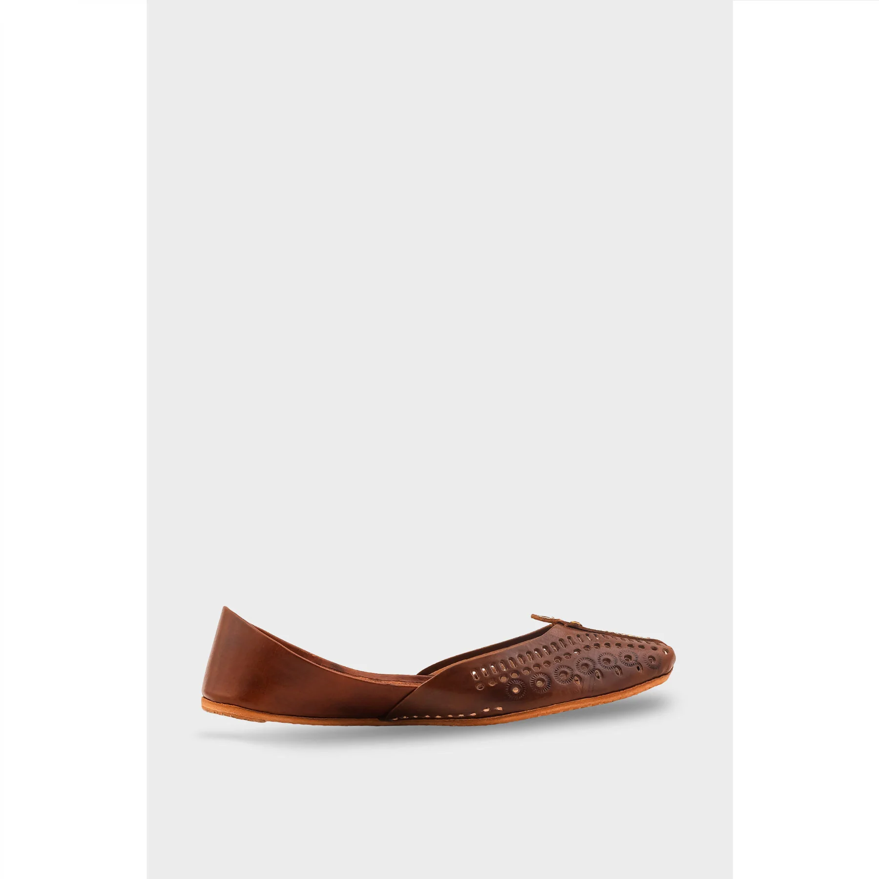 Brown Leather Khussa For Women EC8710 - Image 3