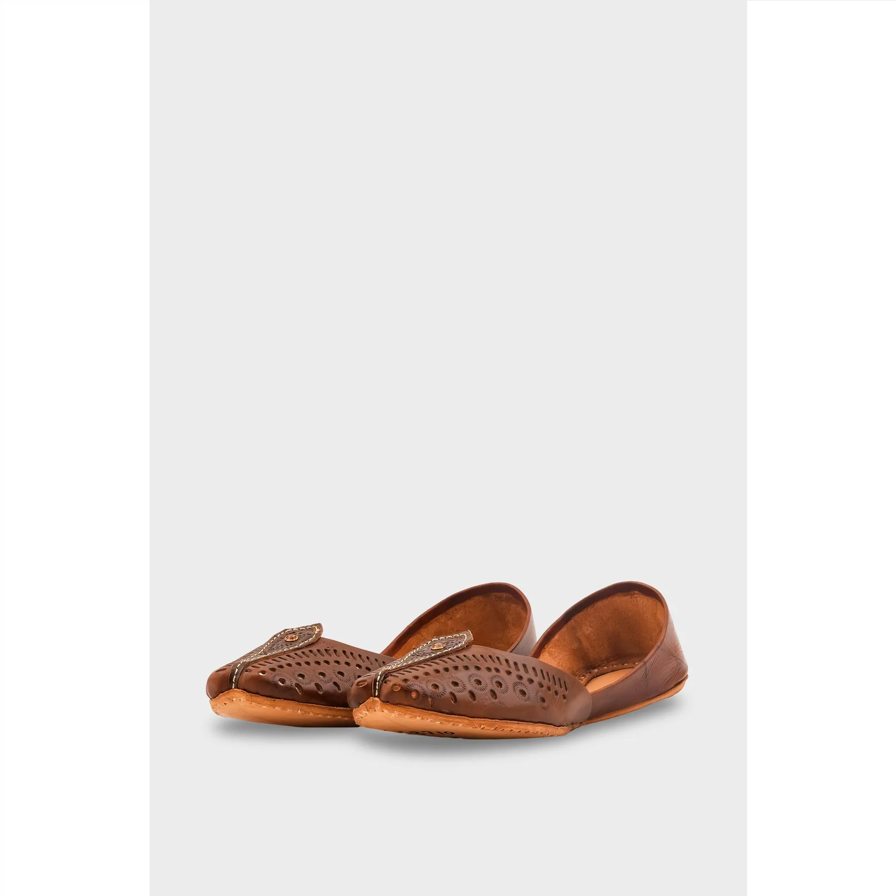 Brown Leather Khussa For Women EC8710 - Image 4