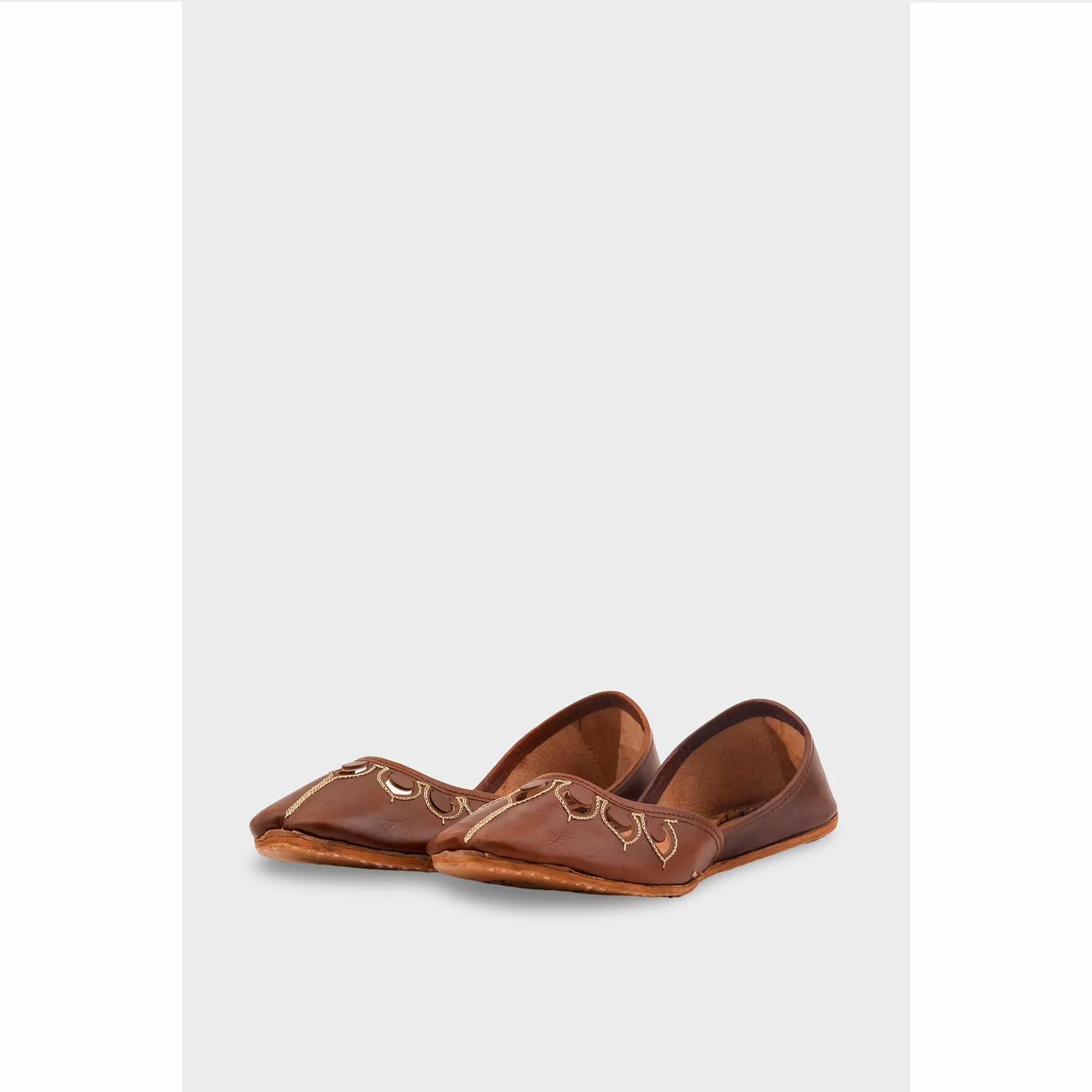 Brown Leather Khussa For Women EC8711 - Image 3