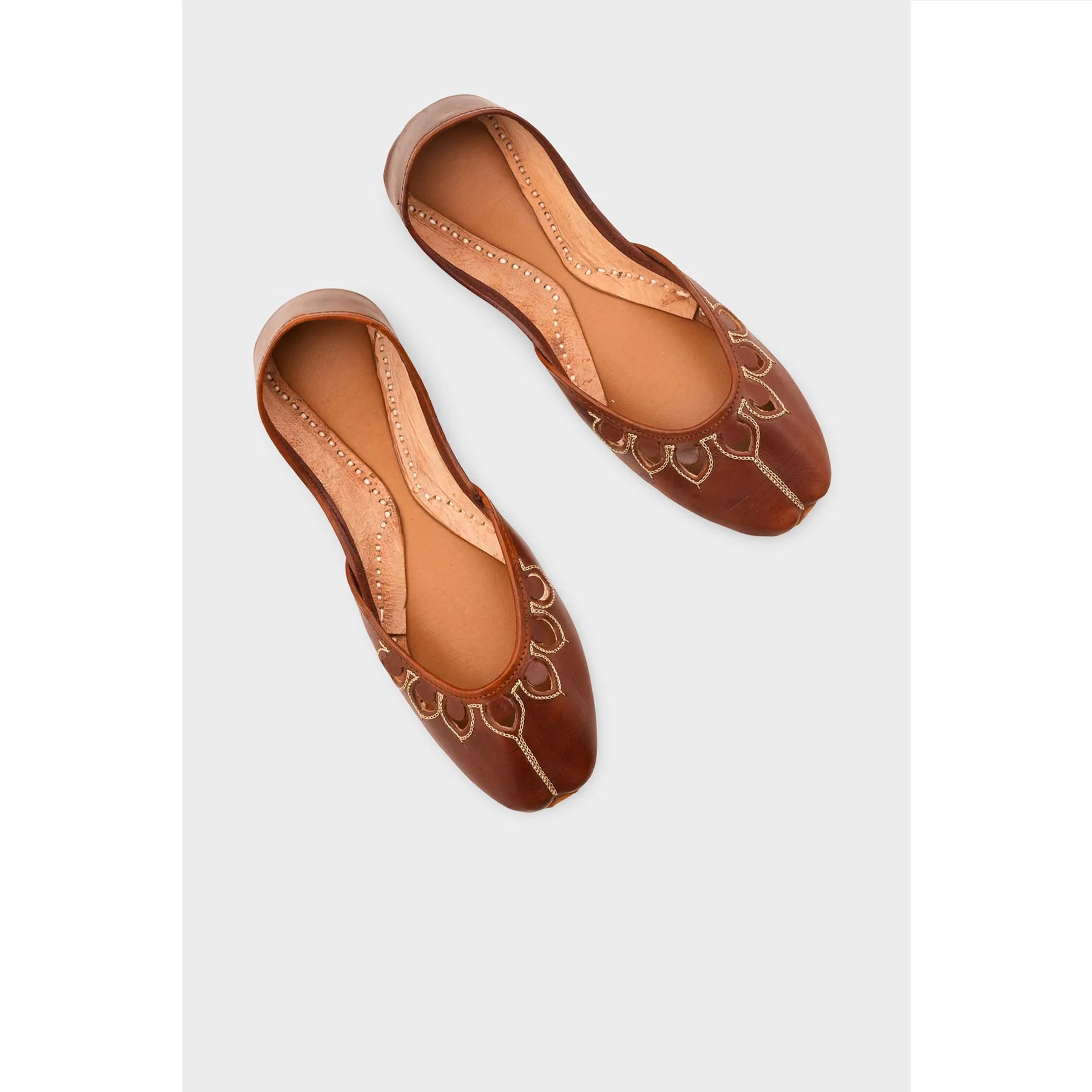 Brown Leather Khussa For Women EC8711 - Image 5