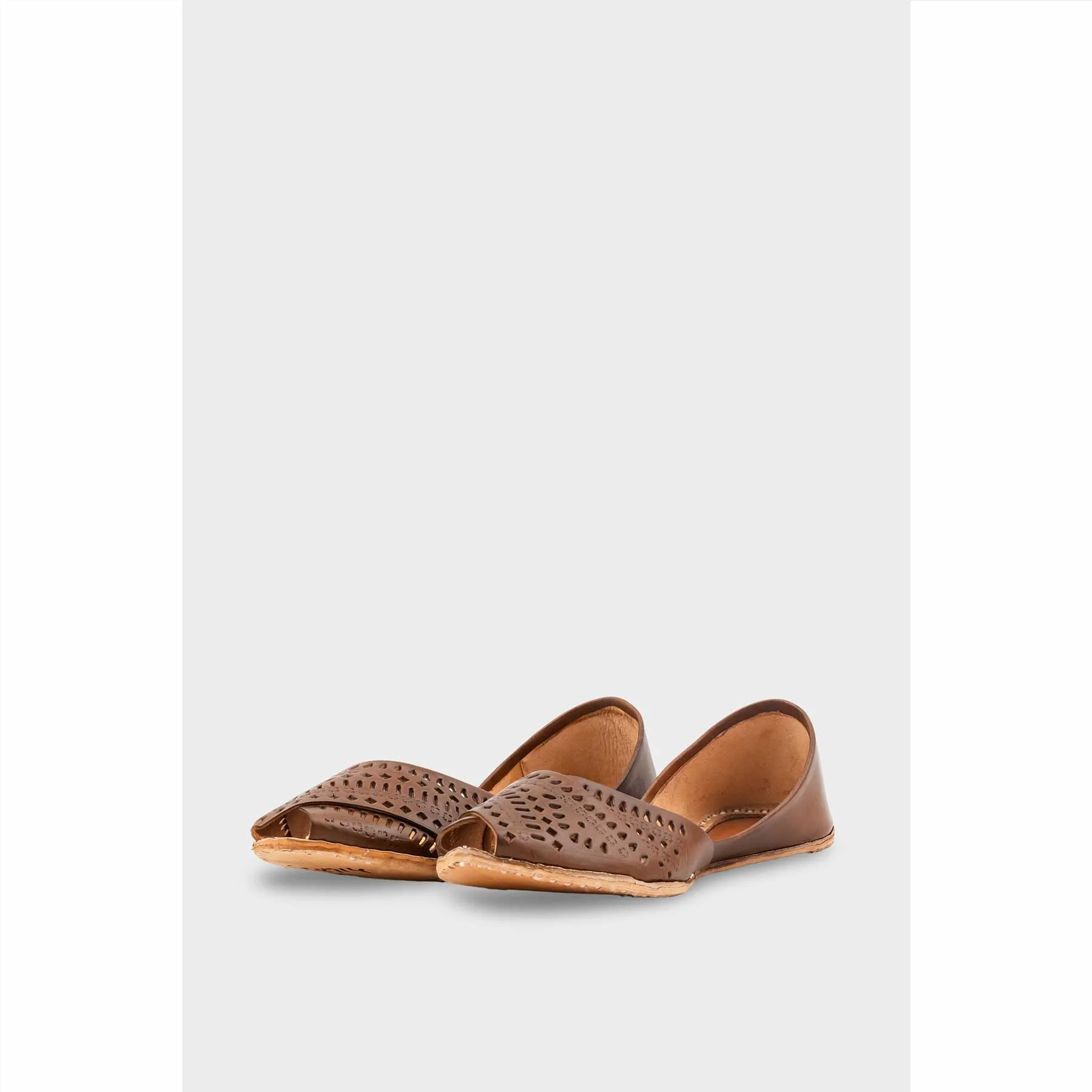 Brown Leather Khussa For Women EC8714 - Image 3