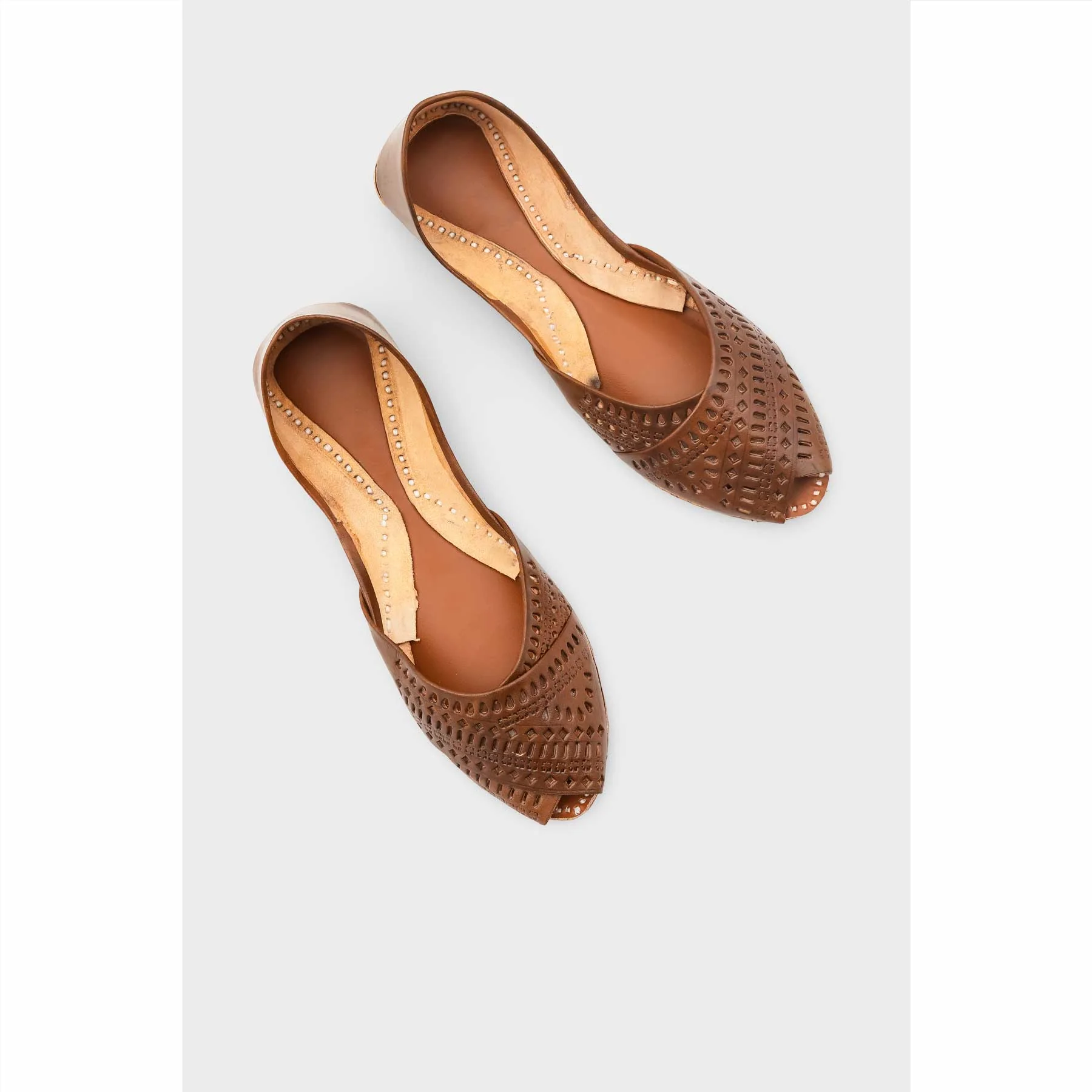 Brown Leather Khussa For Women EC8714 - Image 5