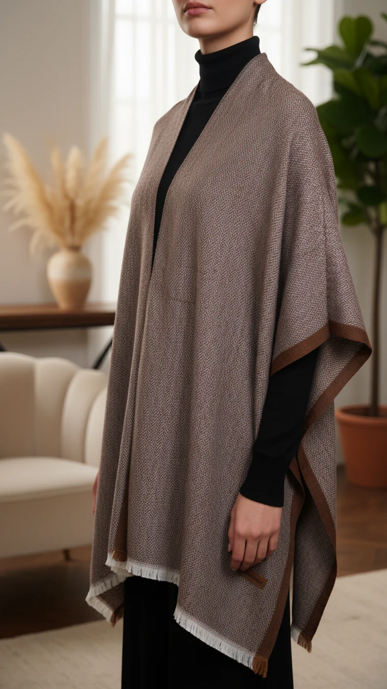 Brown Winter Capeshawl PW5653 - Image 2