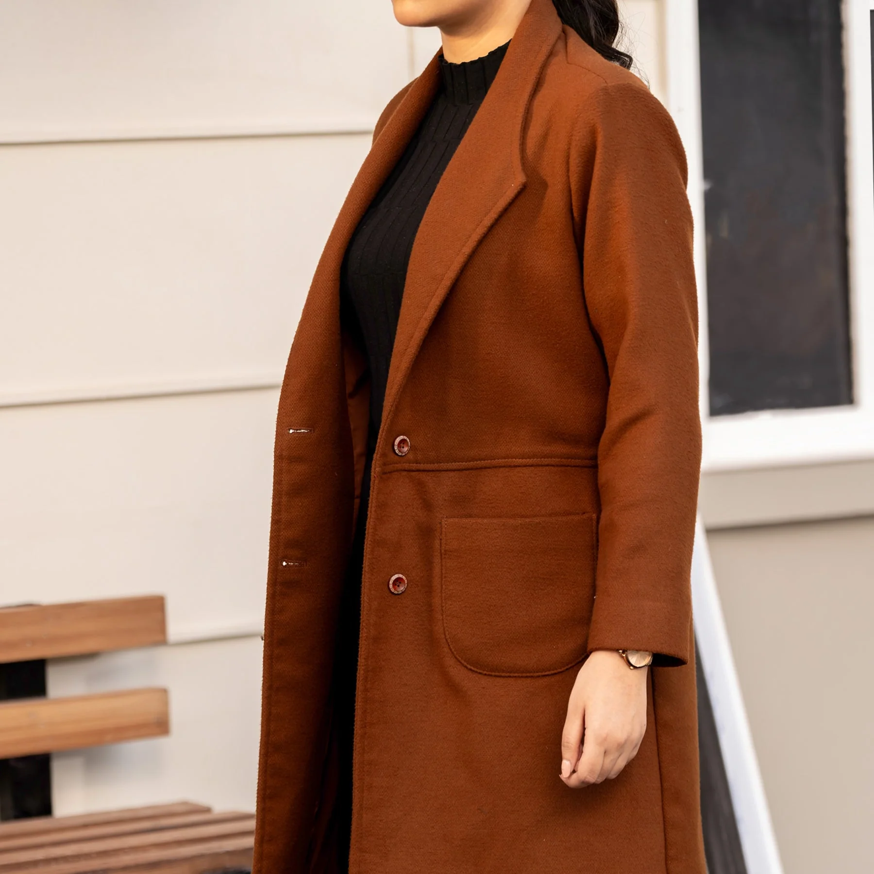 Brown Wool Coat PW4281 - Image 4