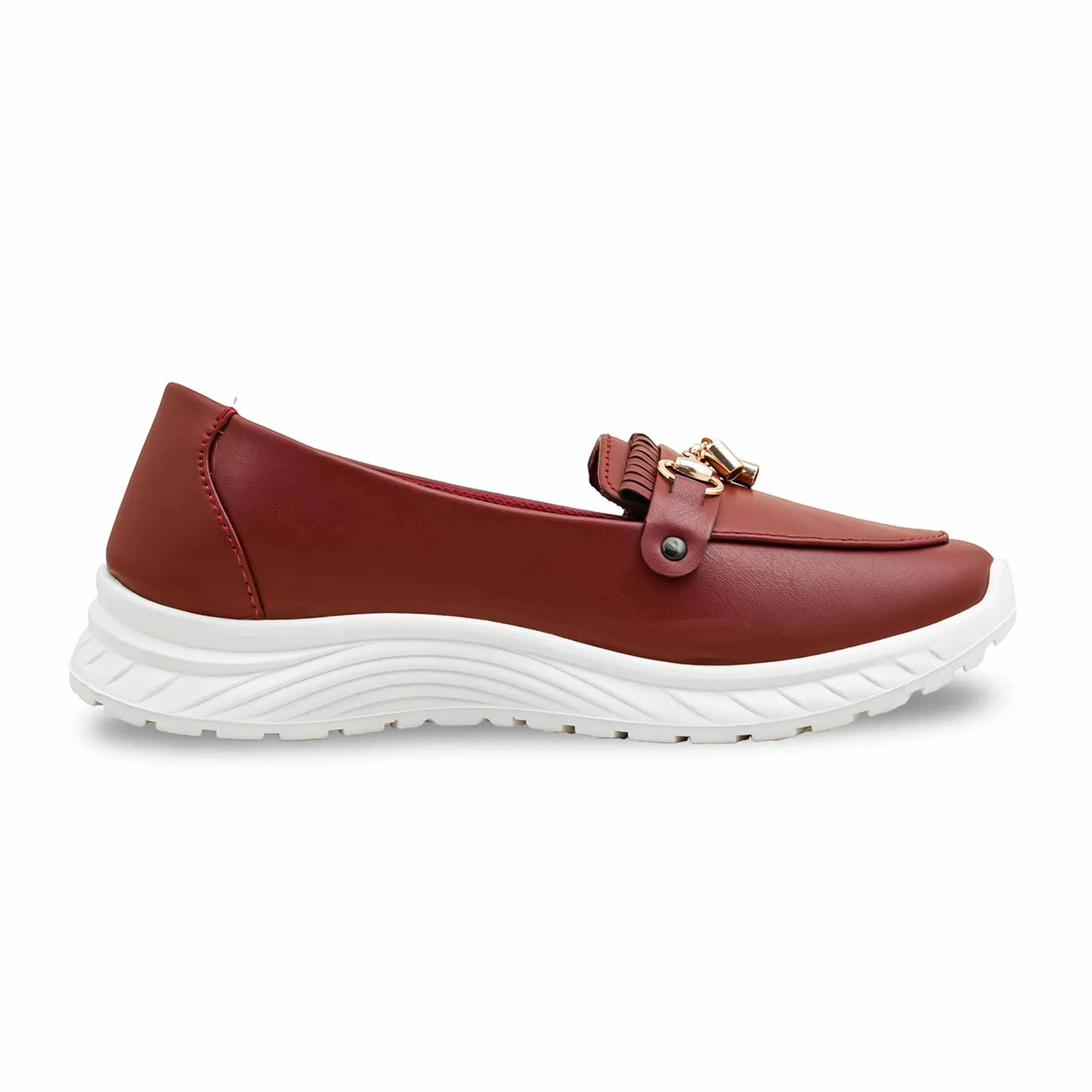 Burgundy Casual Sneaker For Ladies AT9106 - Image 2