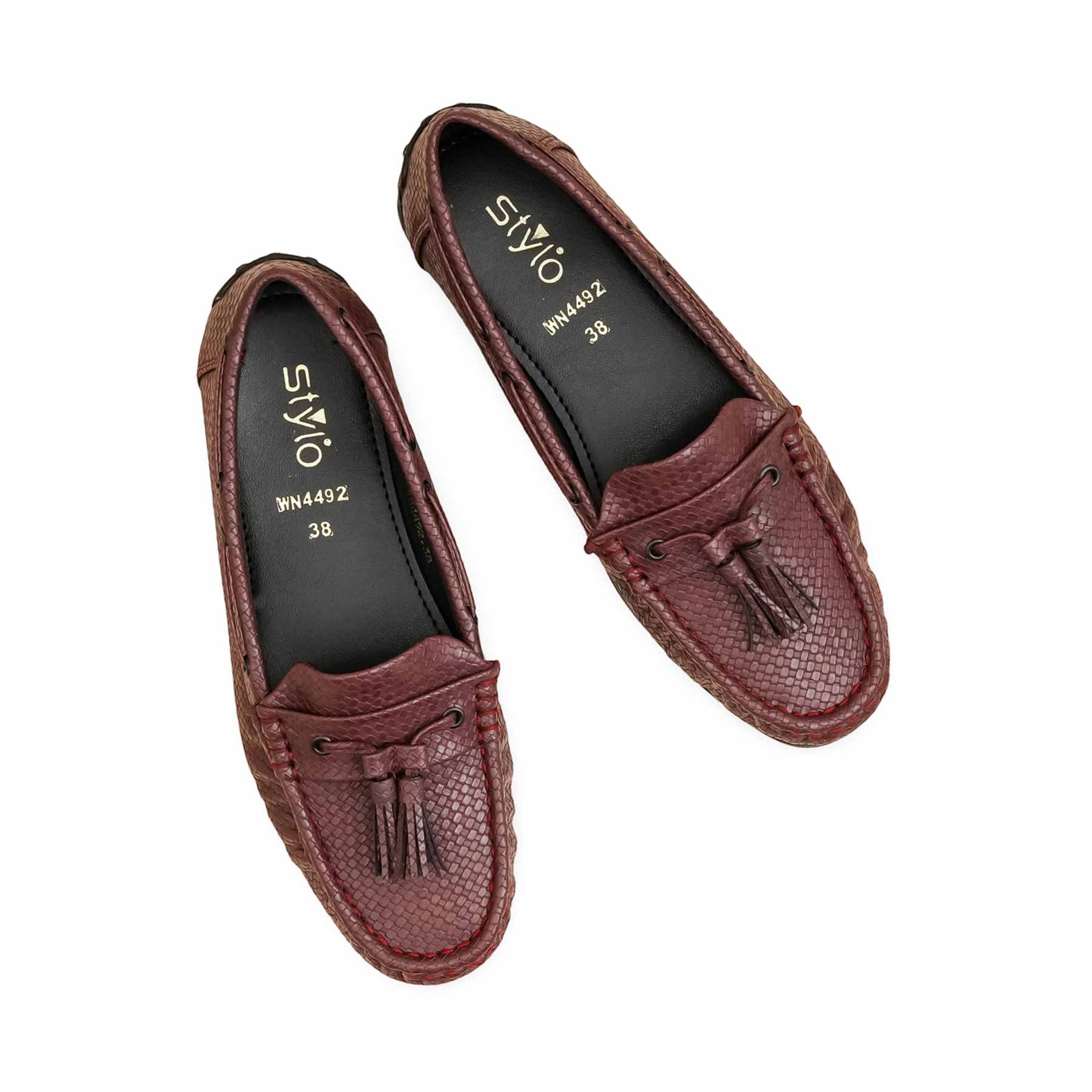 Burgundy Moccasin For Ladies WN4492 - Image 5