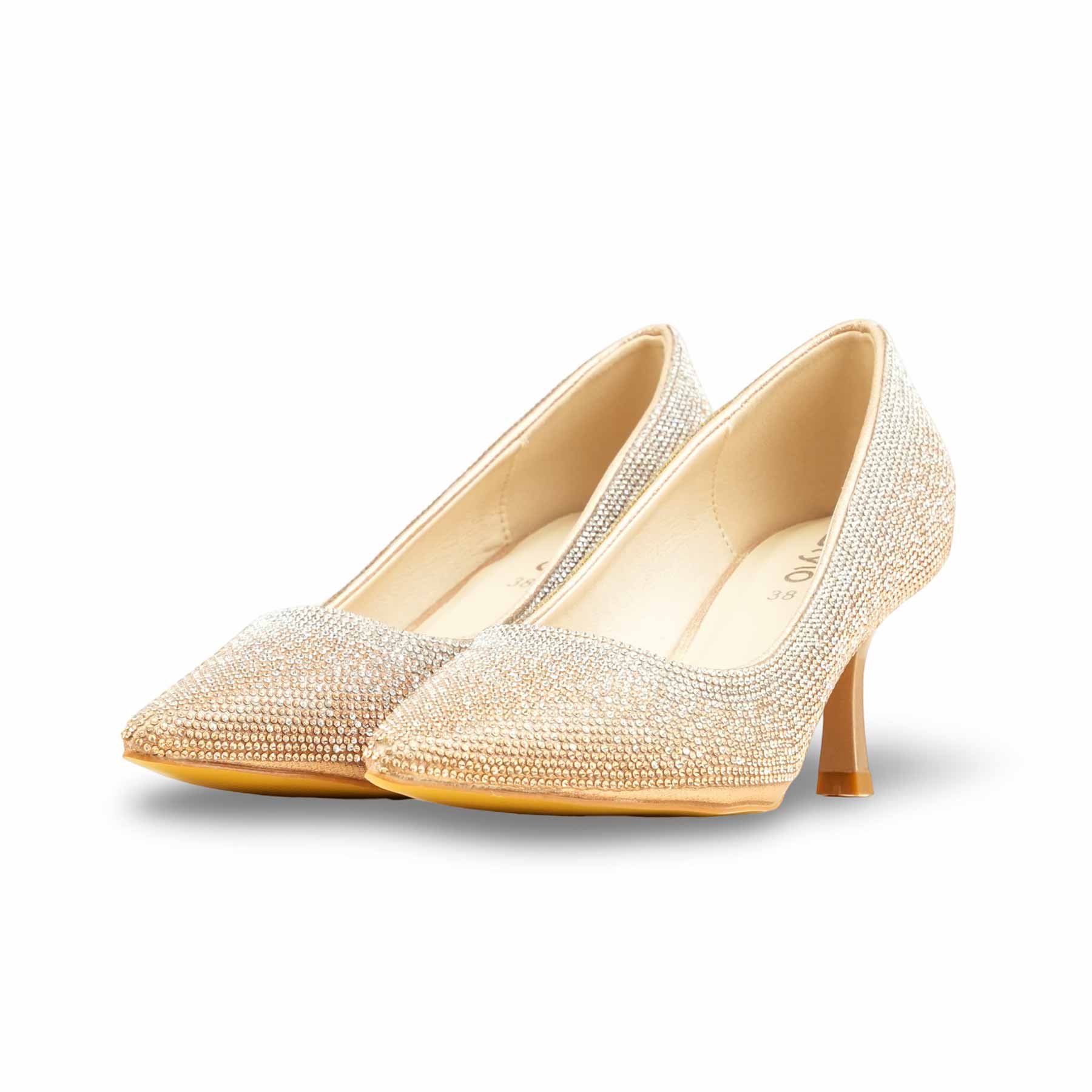 Champagne Fancy Bridal Court Shoes WN7543 - Image 3