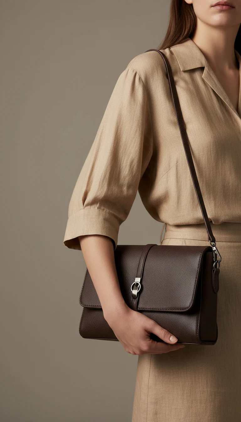 Coffee Formal Shoulder Bag For Ladies P36546 - Image 2