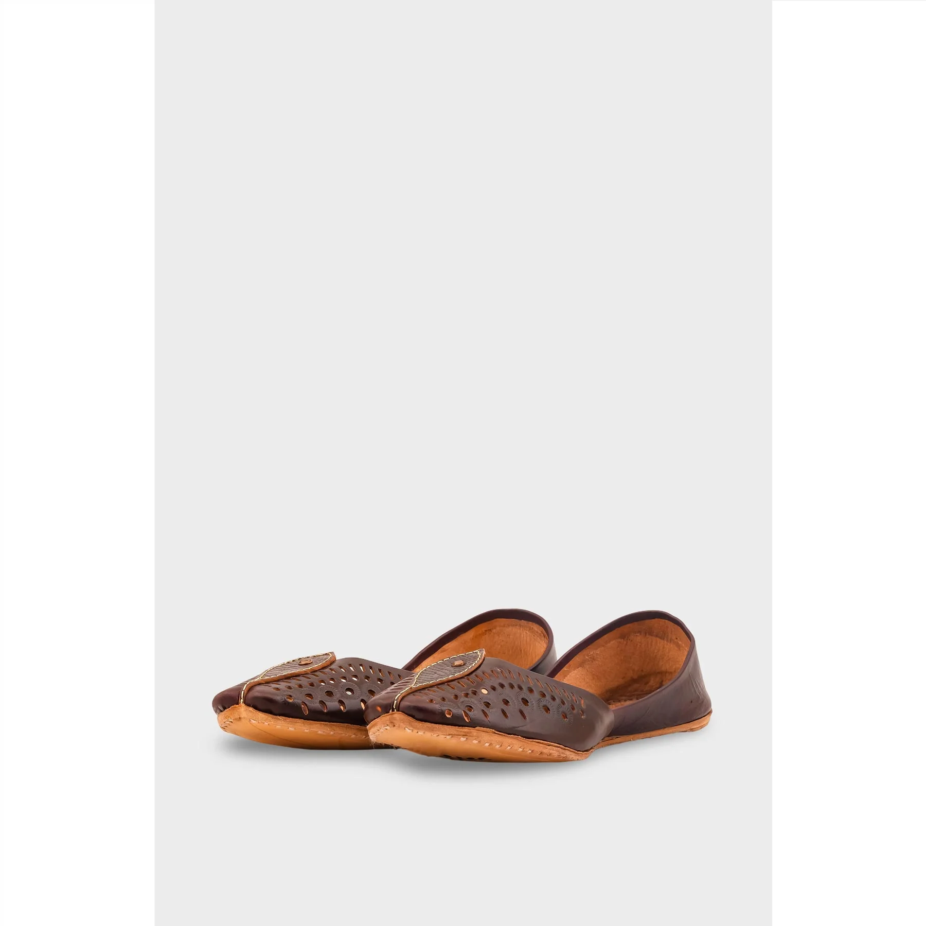Coffee Leather Khussa For Women EC8710 - Image 3
