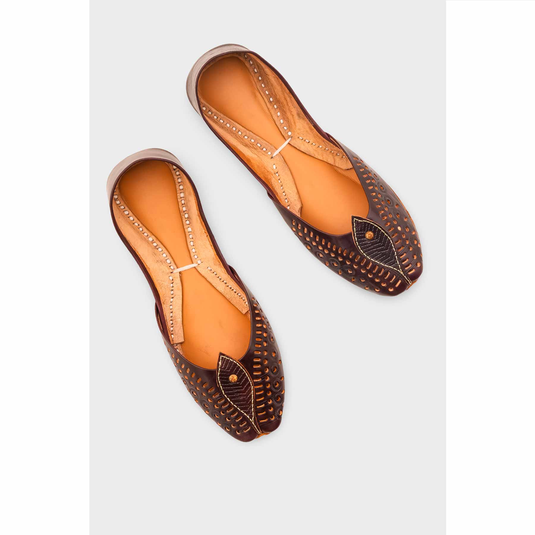 Coffee Leather Khussa For Women EC8710 - Image 5