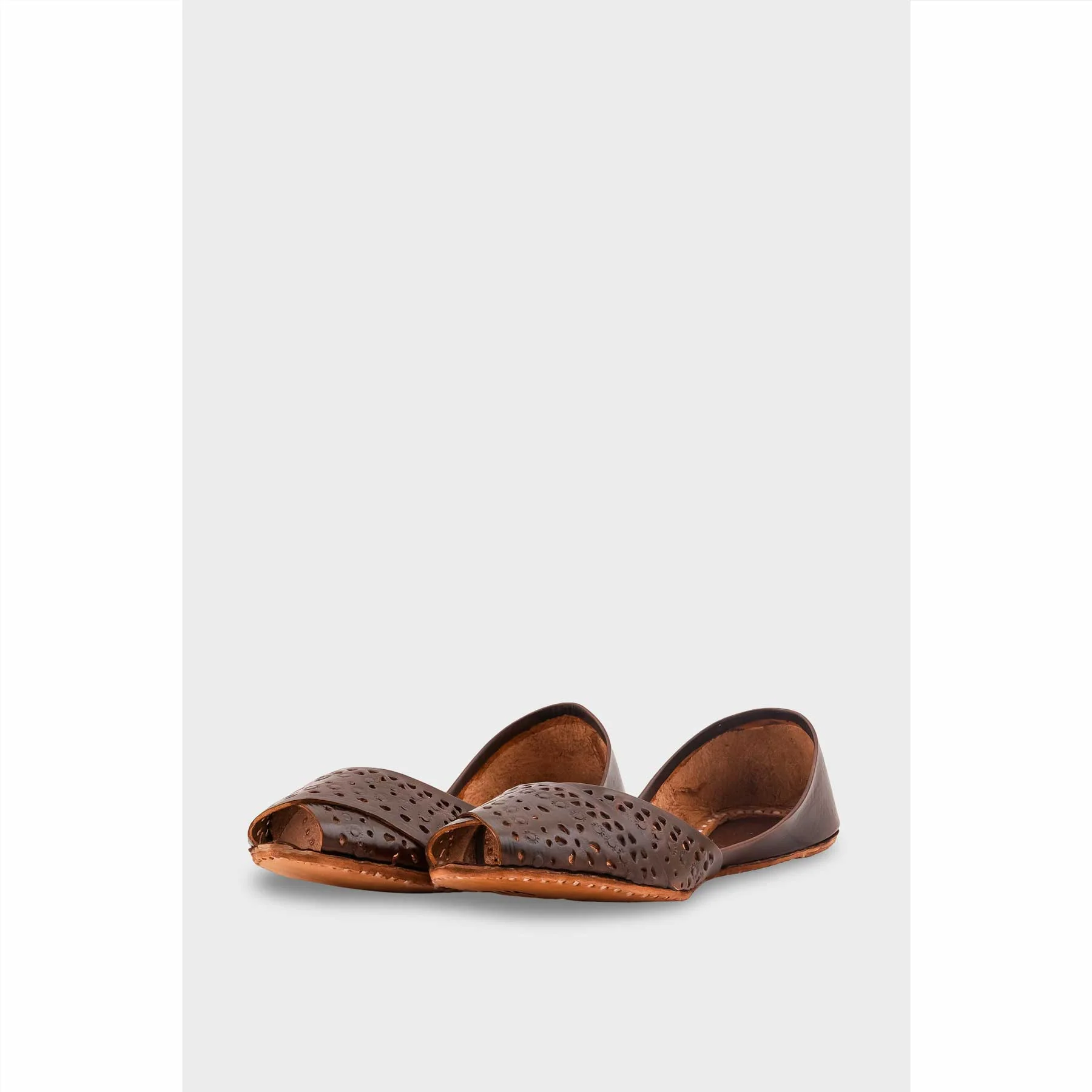Coffee Leather Khussa For Women EC8714 - Image 3