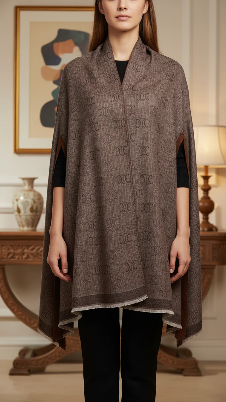 Coffee Winter Cape Shawl PW5927