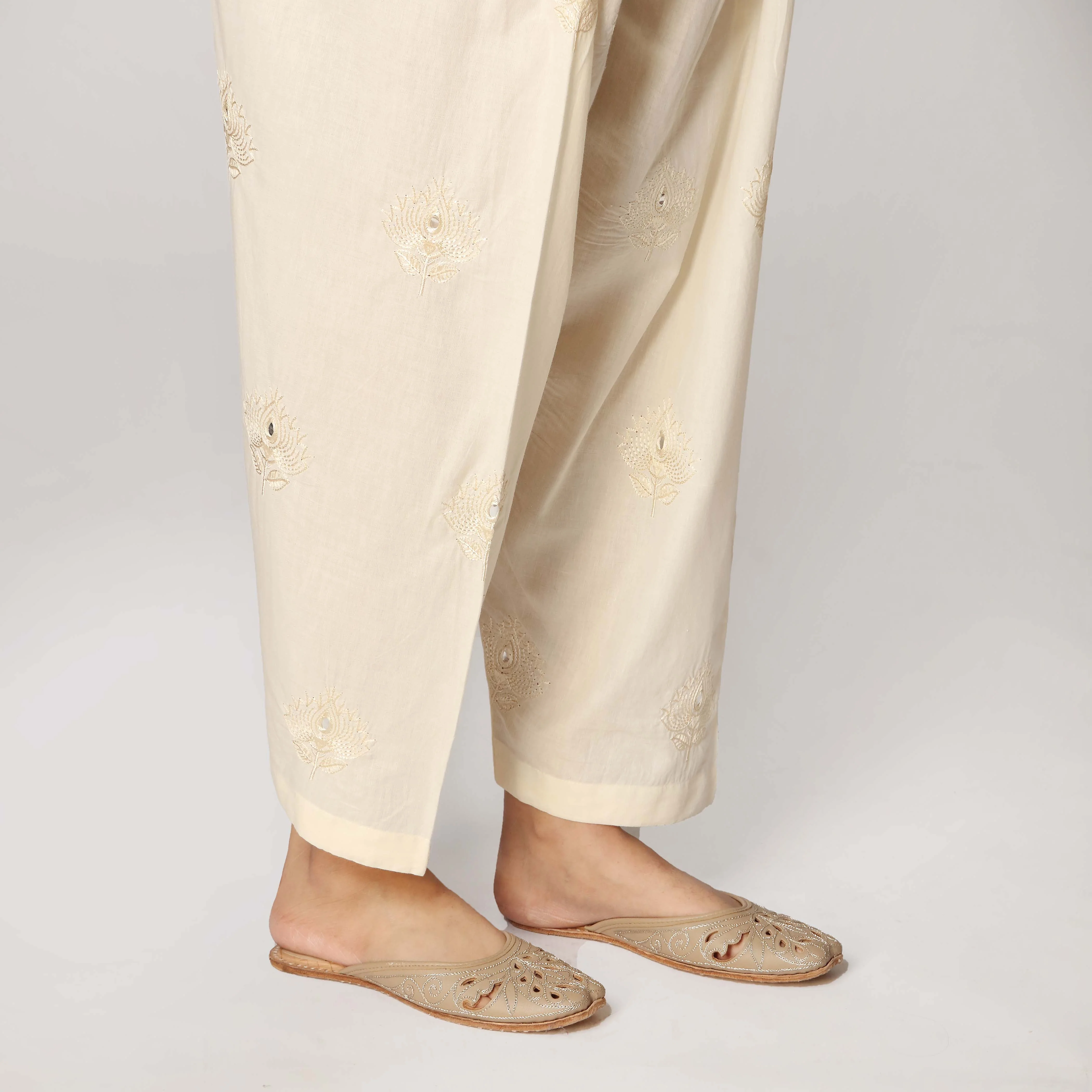 Cream Cambric Embellished Shalwar  PS3530 - Image 2