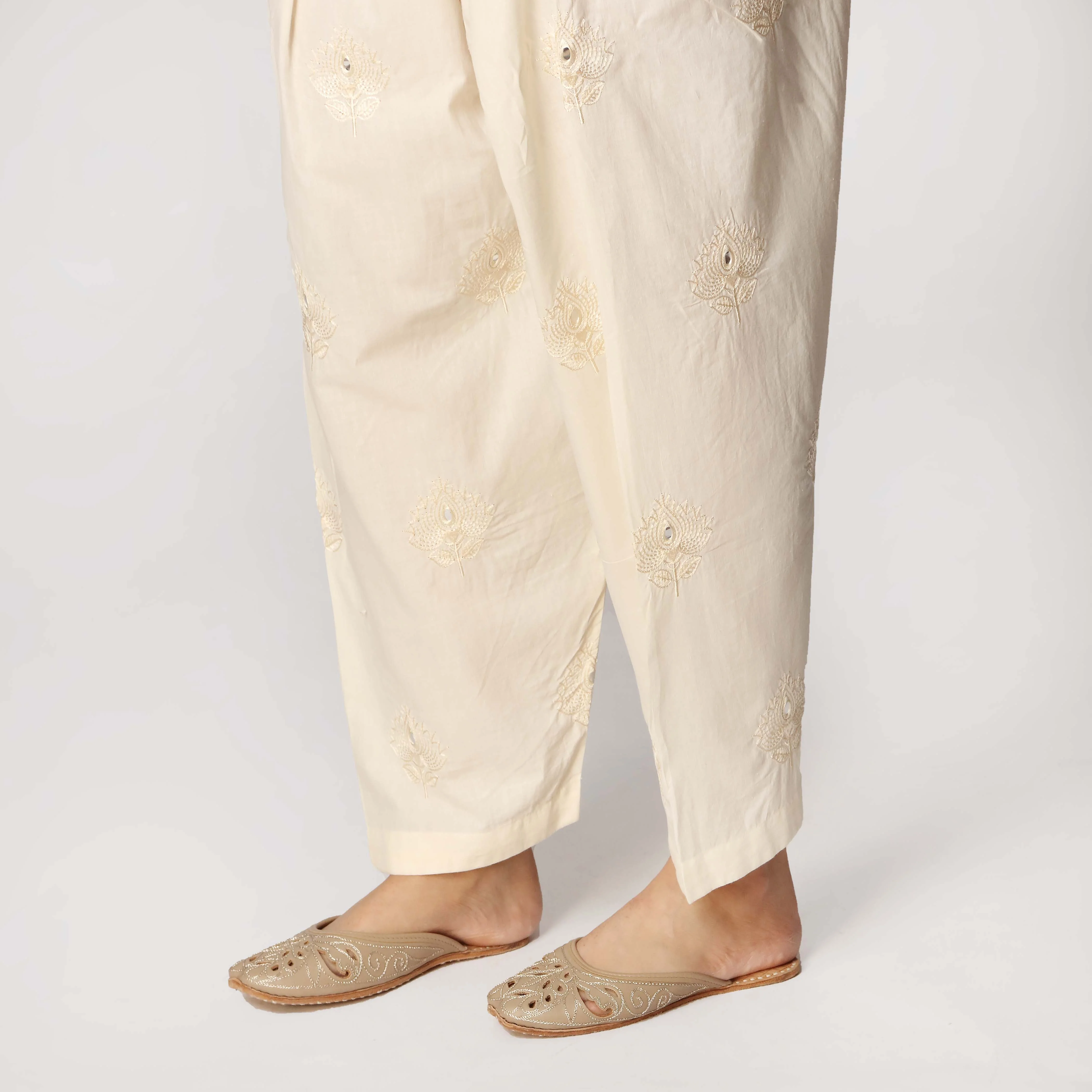 Cream Cambric Embellished Shalwar  PS3530 - Image 3