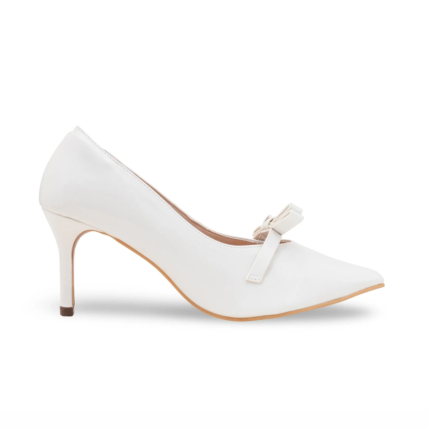 Cream Court Shoes For Ladies WN7548 - Image 2