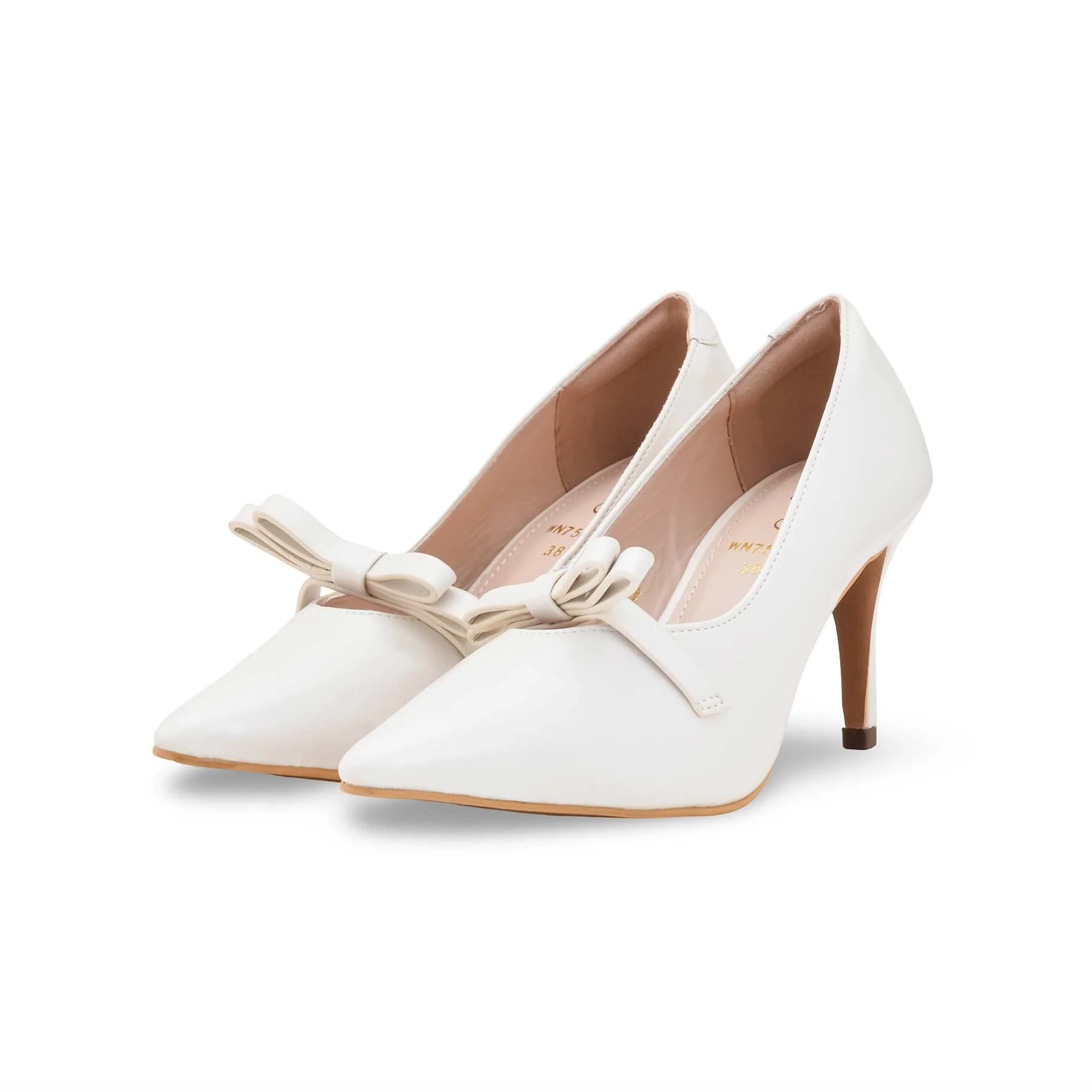 Cream Court Shoes For Ladies WN7548 - Image 3