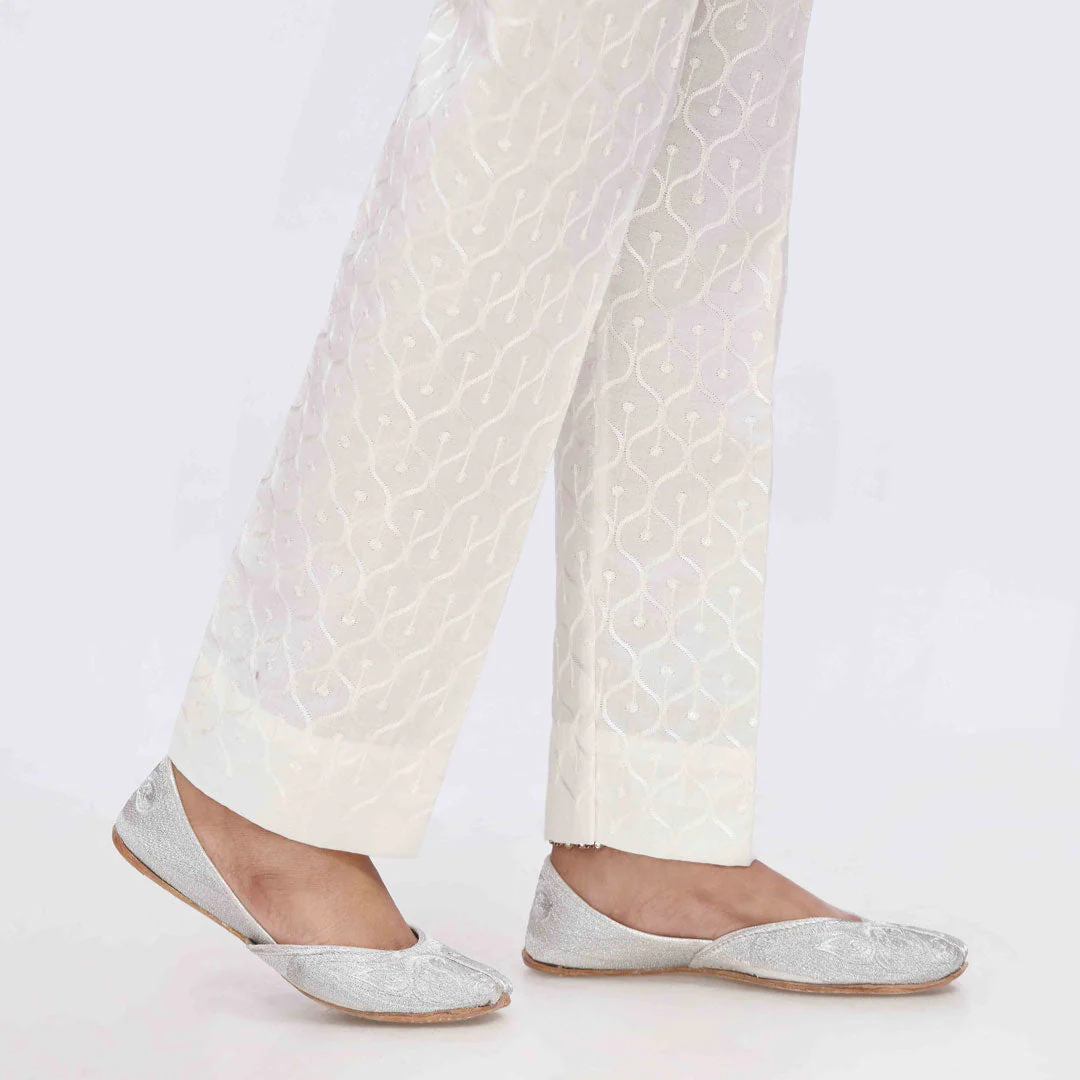 Cream Embroidered Cambric Trouser PS3565 - Image 3