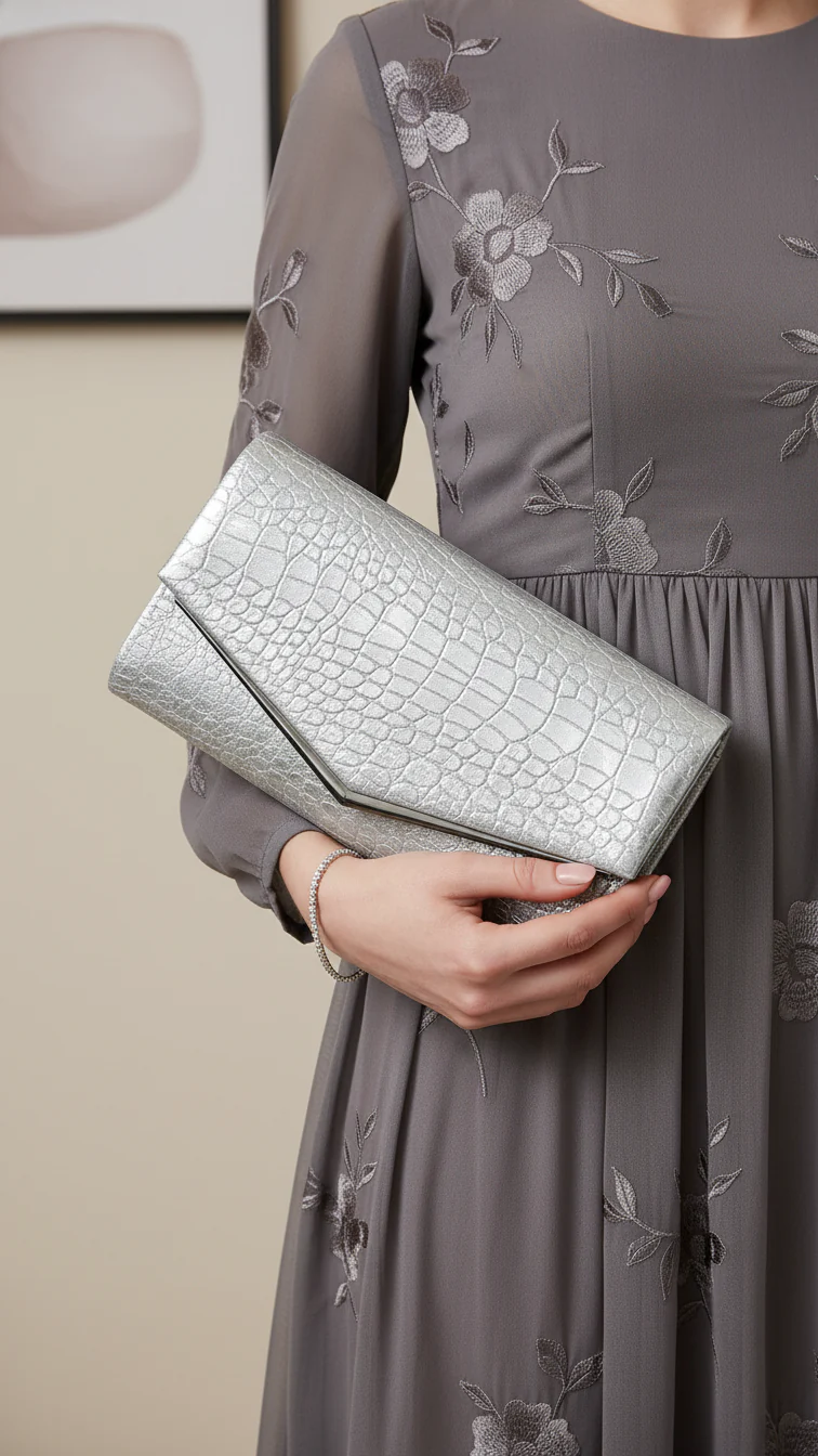Cream Fancy Clutch P24158