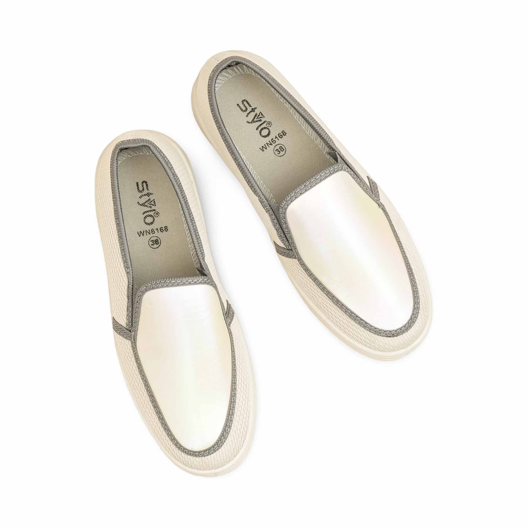 Cream Sneaker For Women WN6168 - Image 5