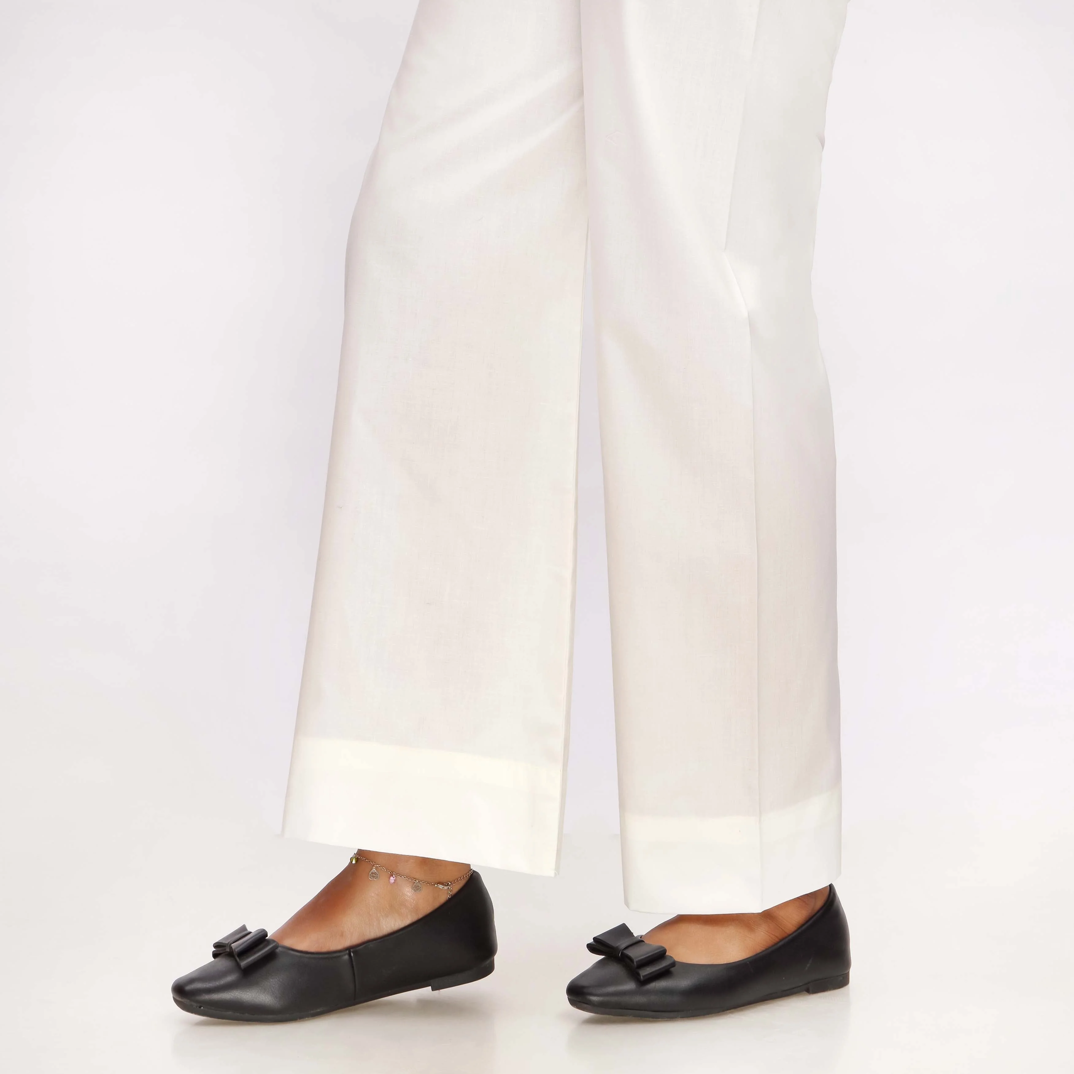 Cream Straight Fit Cambric Plain Trouser PS4596 - Image 2