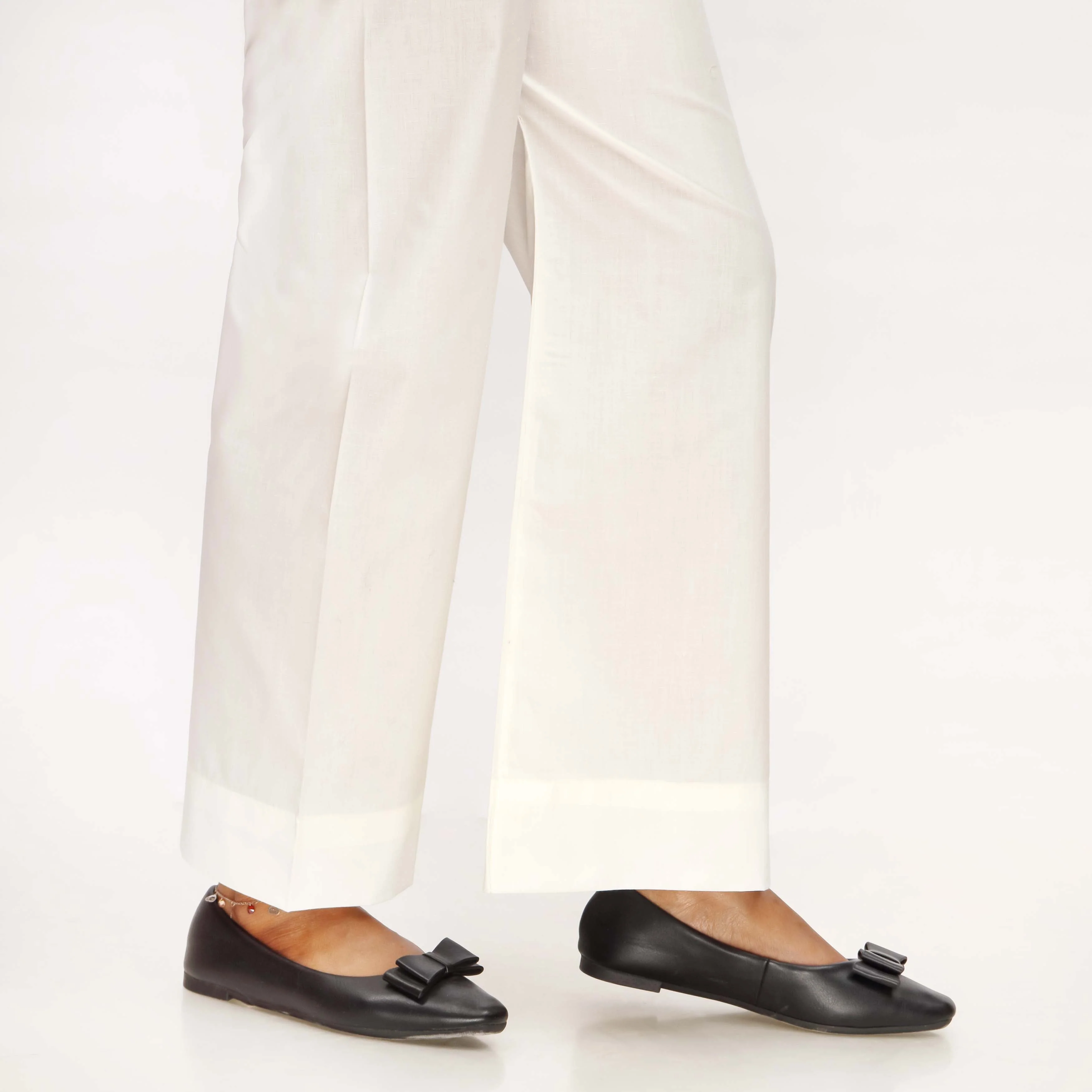 Cream Straight Fit Cambric Plain Trouser PS4596 - Image 3