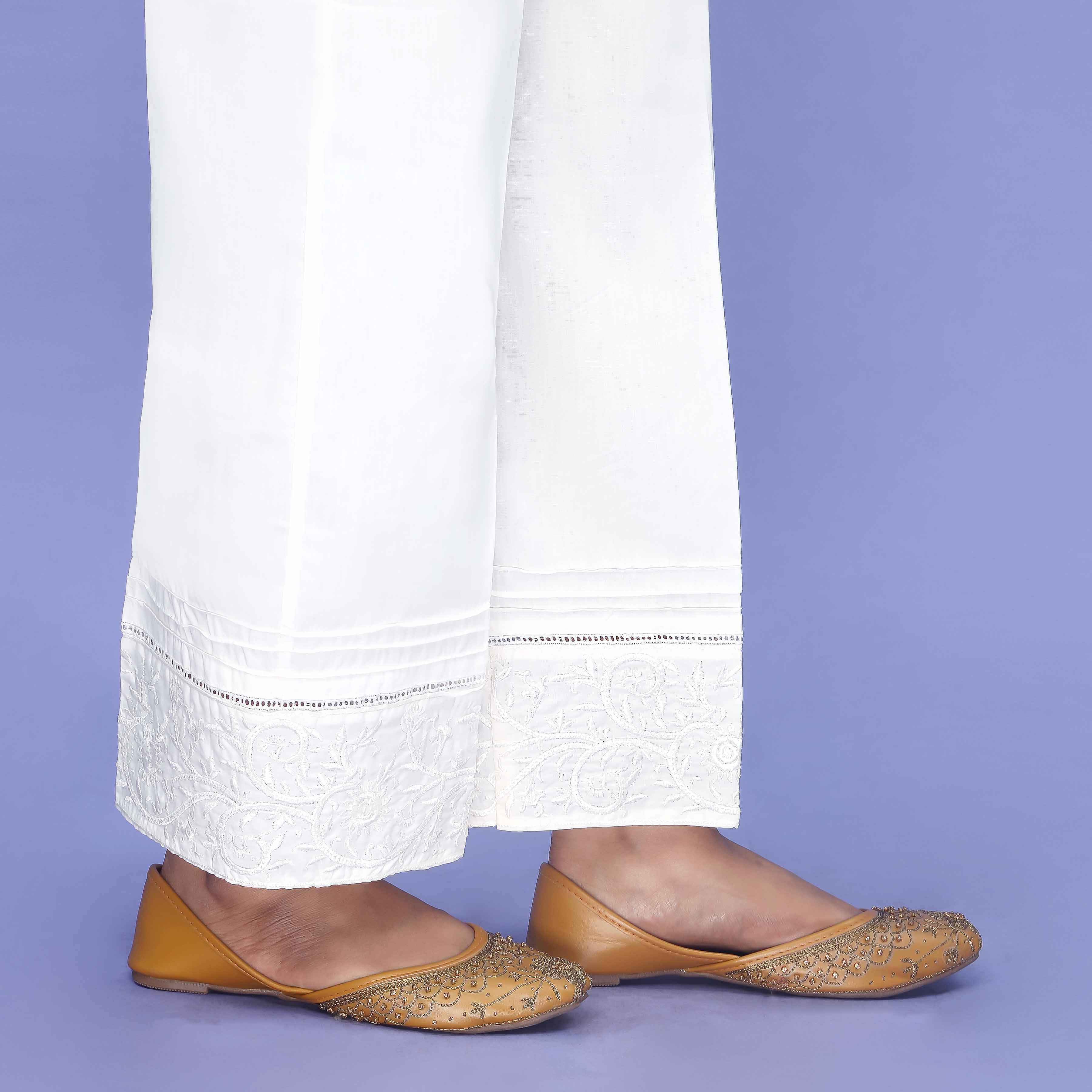 Cream Striaght Fit Cambric Trouser PL4076 - Image 3