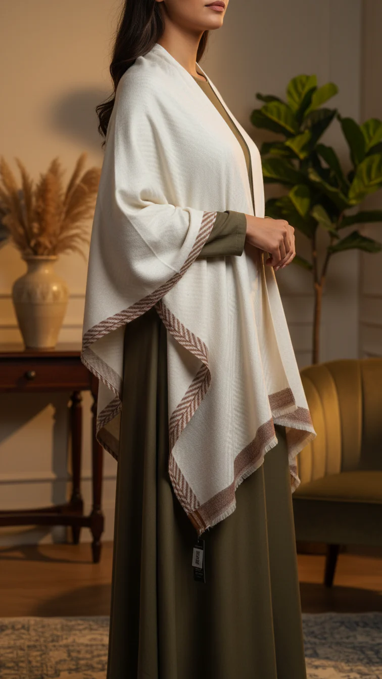 Cream Winter Capeshawl PW5672 - Image 2