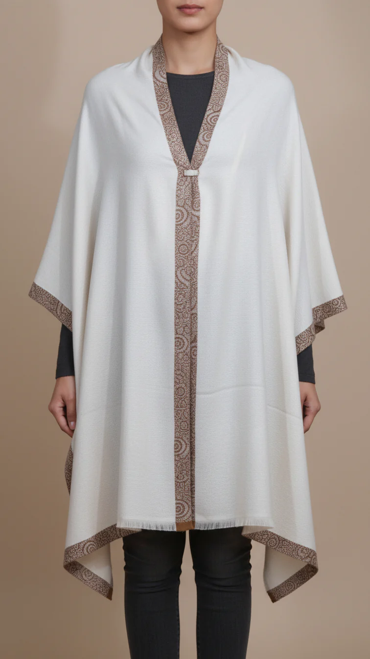 Cream Winter Capeshawl PW5693 - Image 2