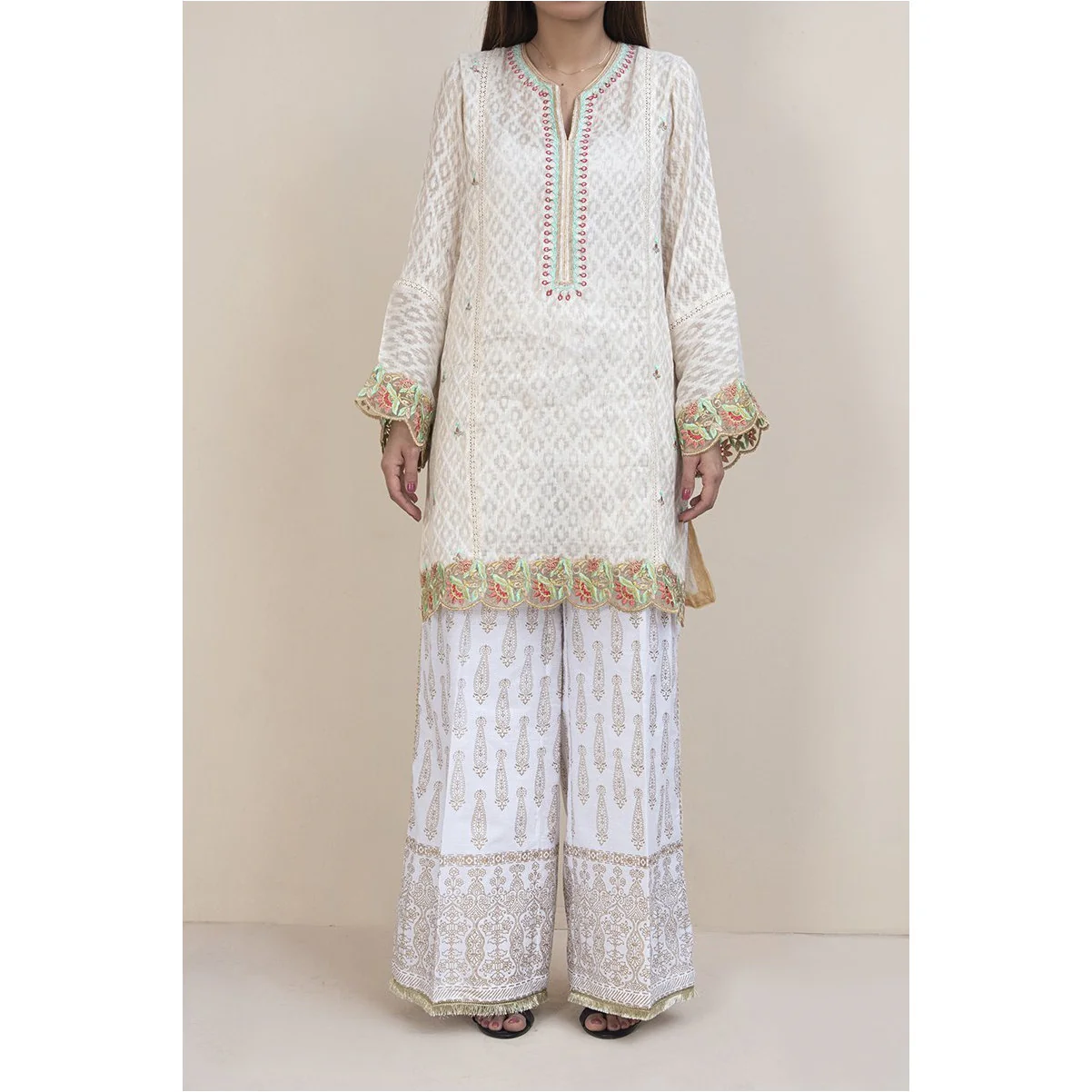 Embellished Net Zari Shirt PS1042 - Image 2