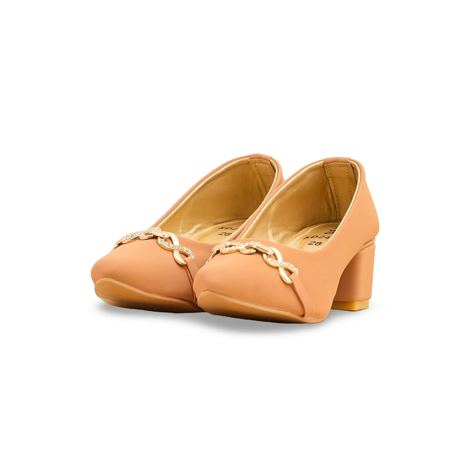 Girls Beige Formal Pumps KD2490 - Image 3