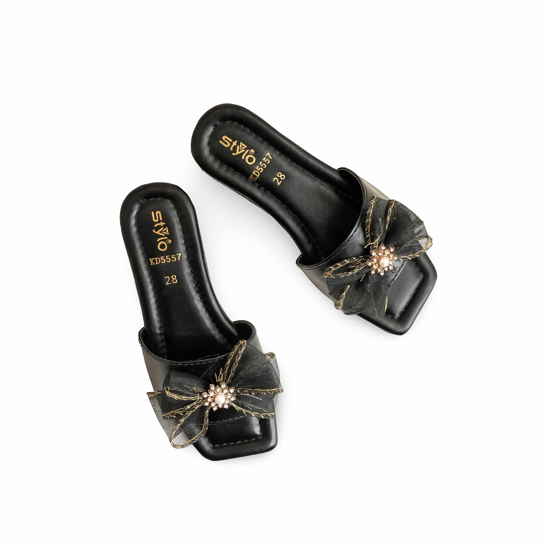 Girls Black Casual Slipper KD5557 - Image 5