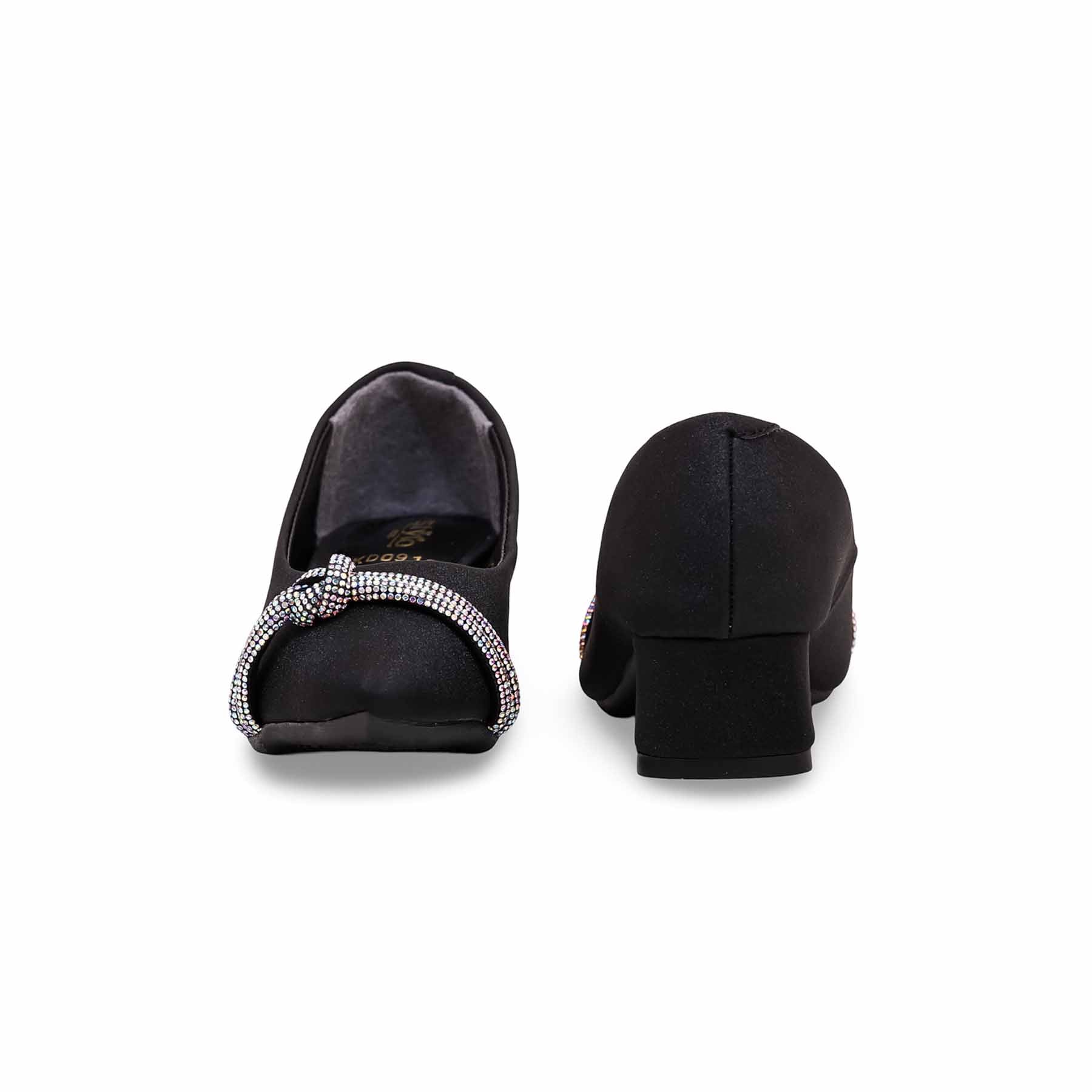 Girls Black Fancy Pumps KD0916 - Image 3