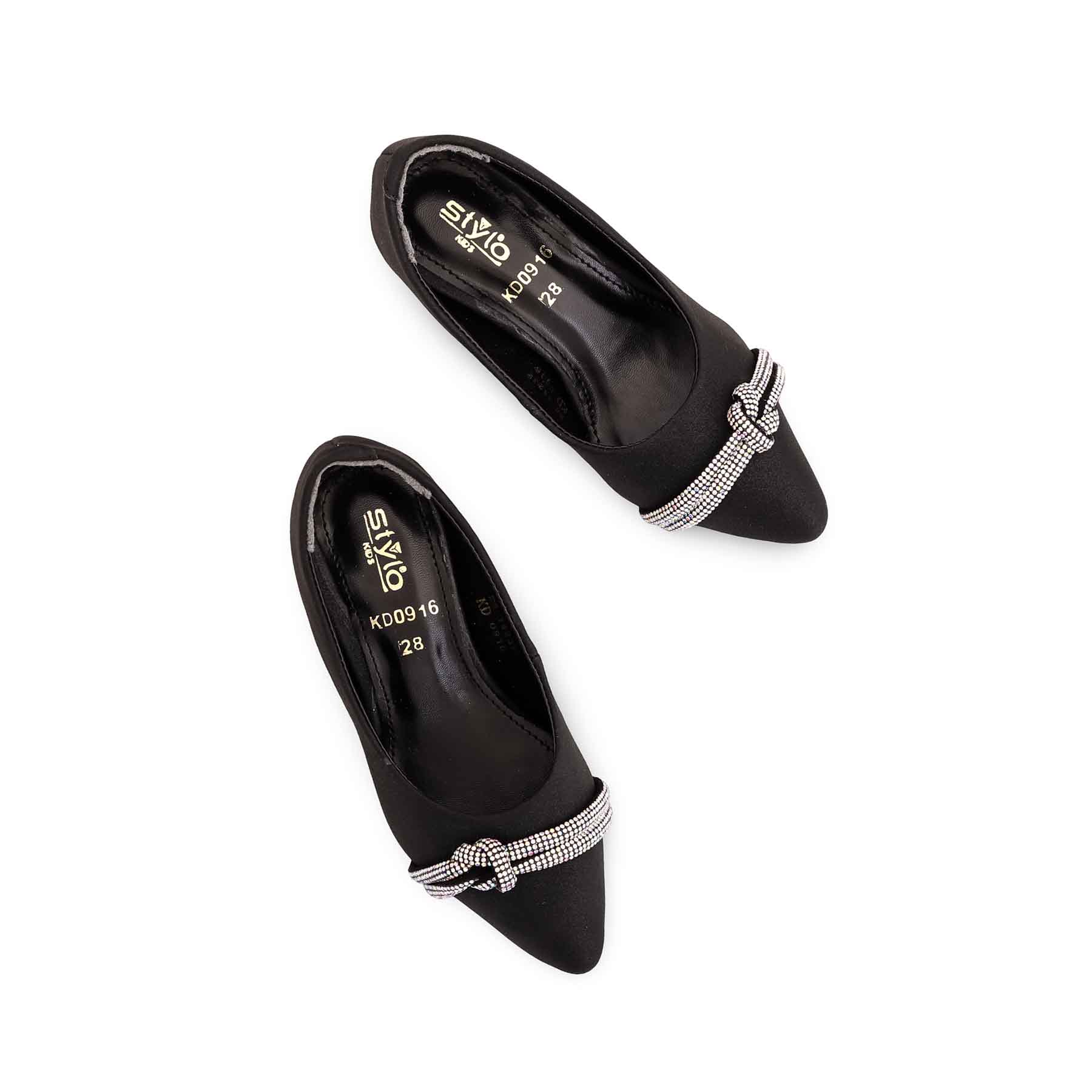 Girls Black Fancy Pumps KD0916 - Image 4