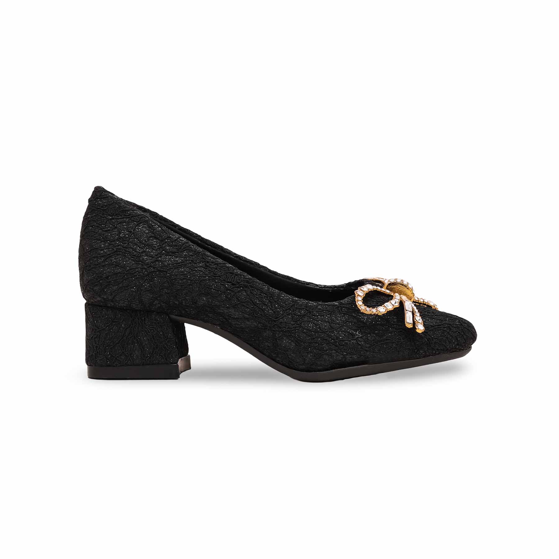 Girls Black Fancy Pumps KD0917 - Image 2