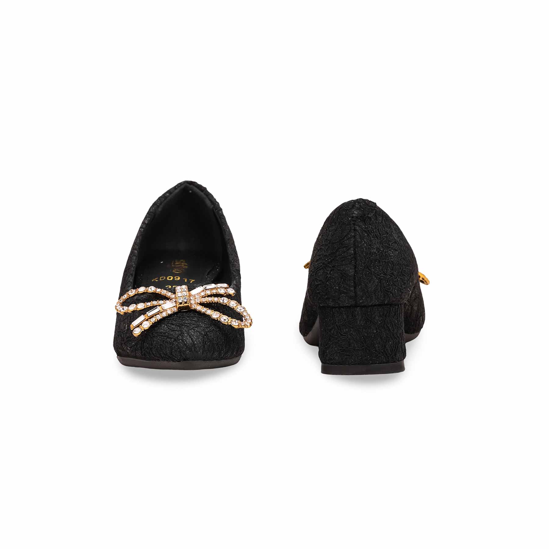 Girls Black Fancy Pumps KD0917 - Image 4