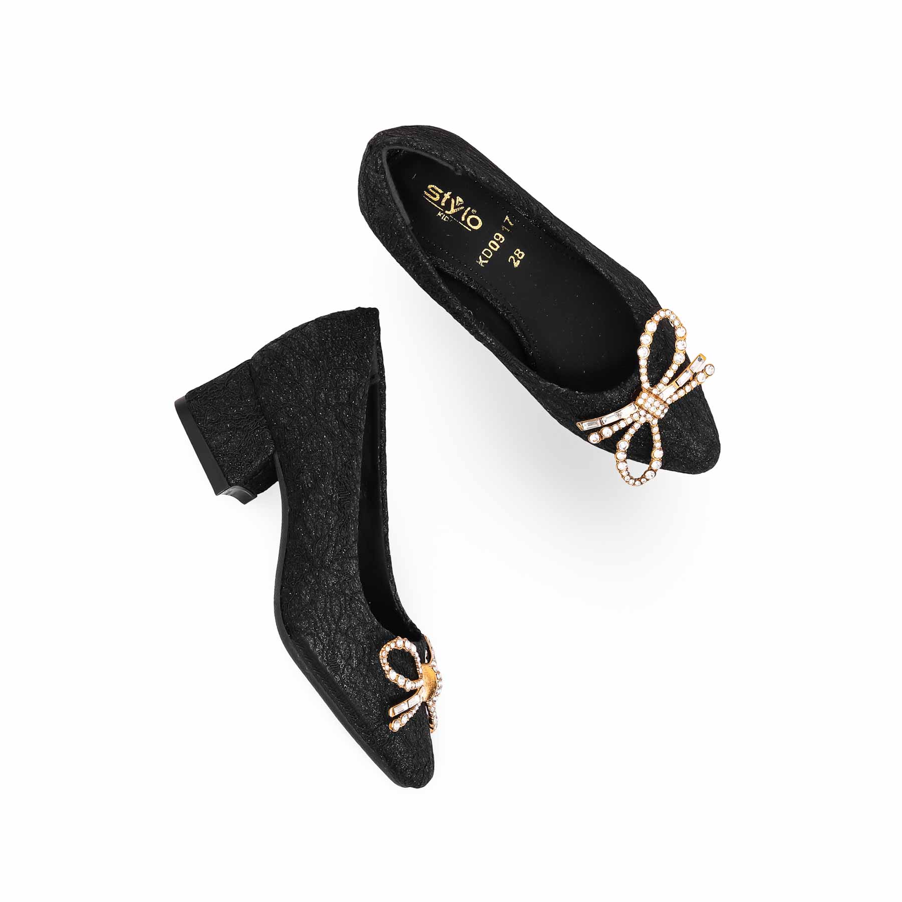 Girls Black Fancy Pumps KD0917 - Image 5