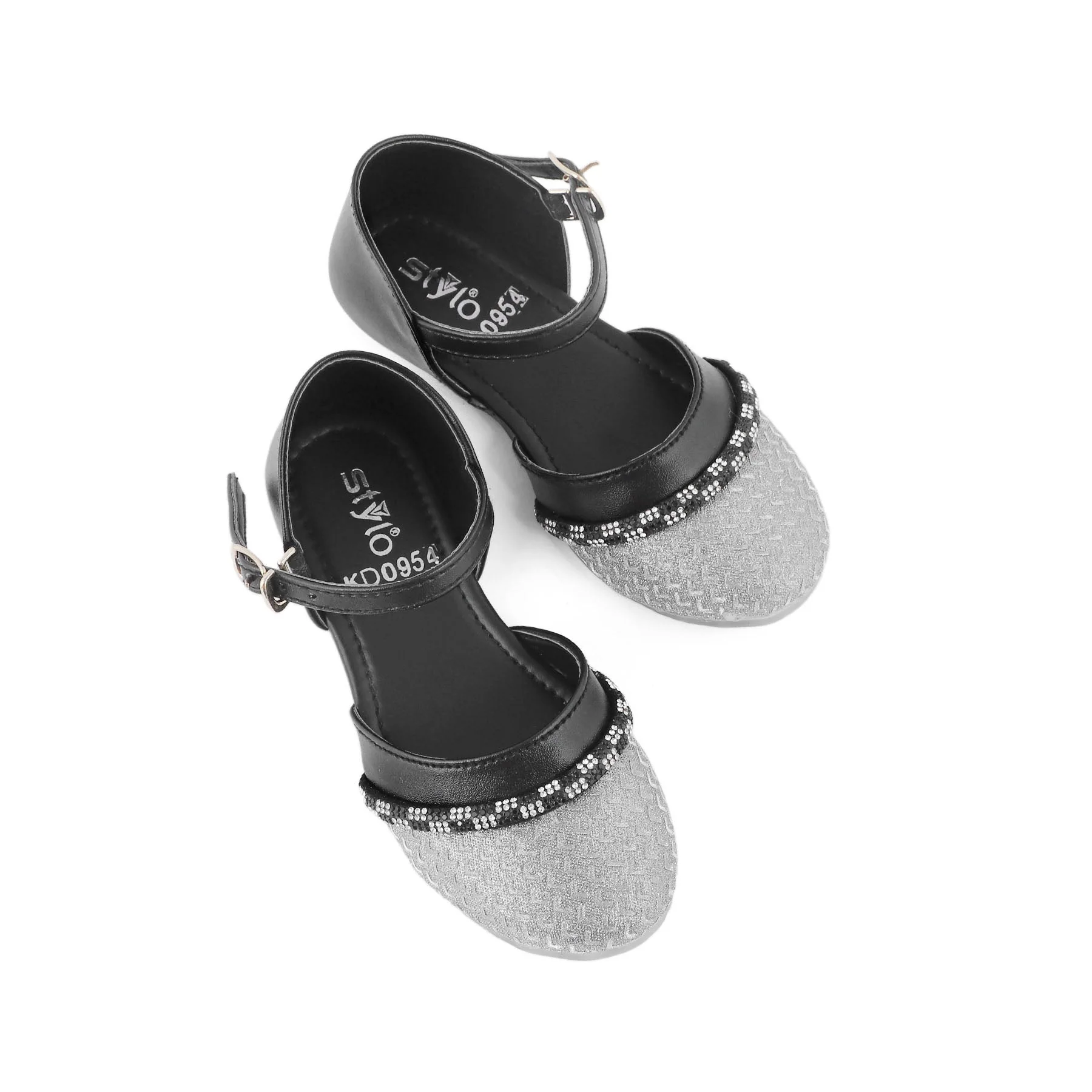 Girls Black Fancy Pumps KD0954 - Image 4