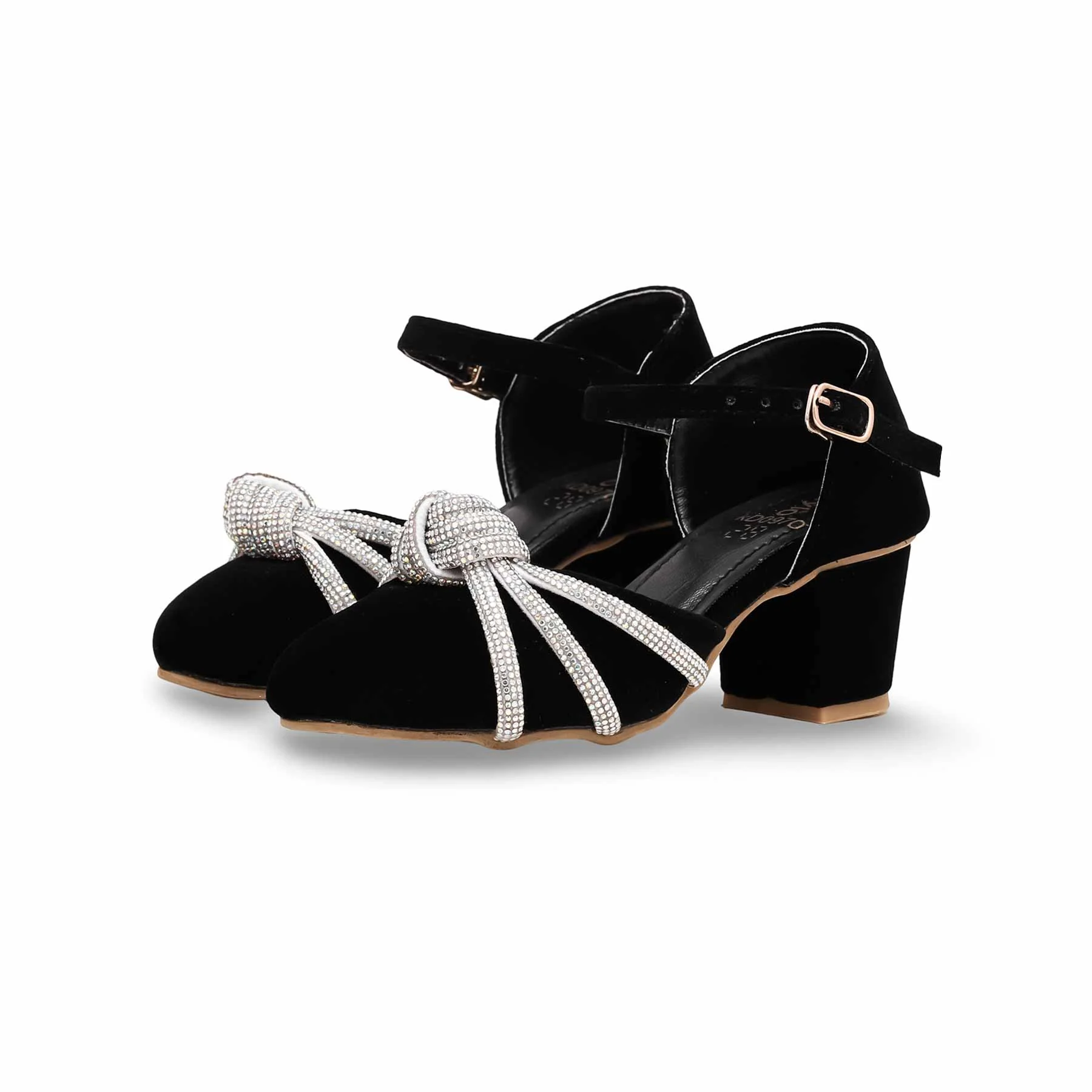 Girls Black Fancy Pumps KD0970 - Image 3