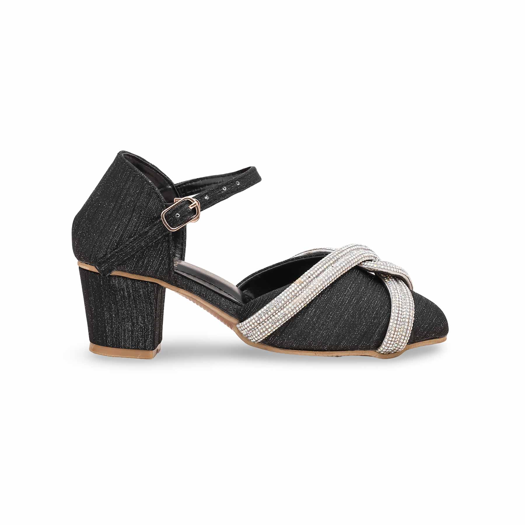 Girls Black Fancy Pumps KD0971 - Image 2
