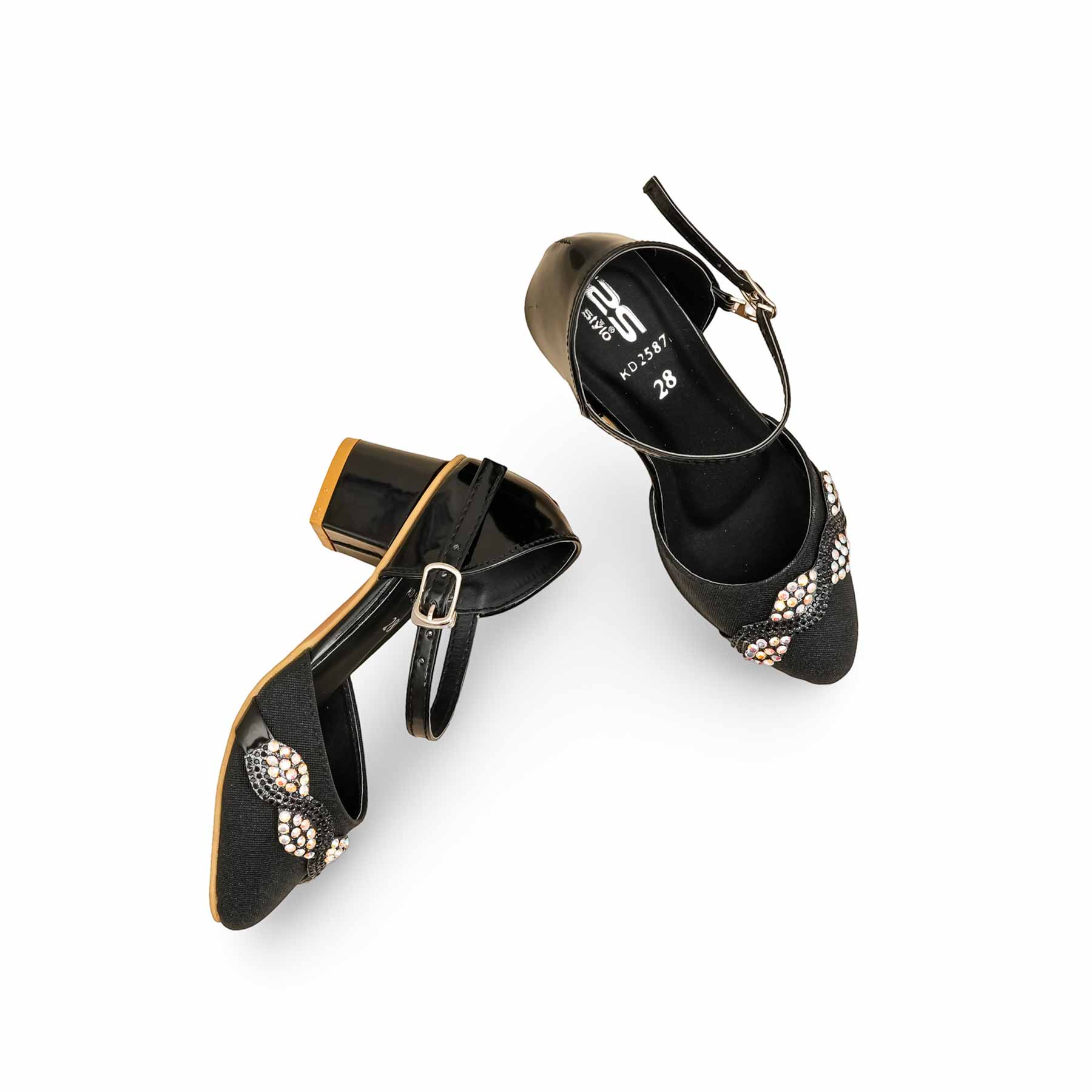 Girls Black Fancy Pumps KD2587 - Image 5