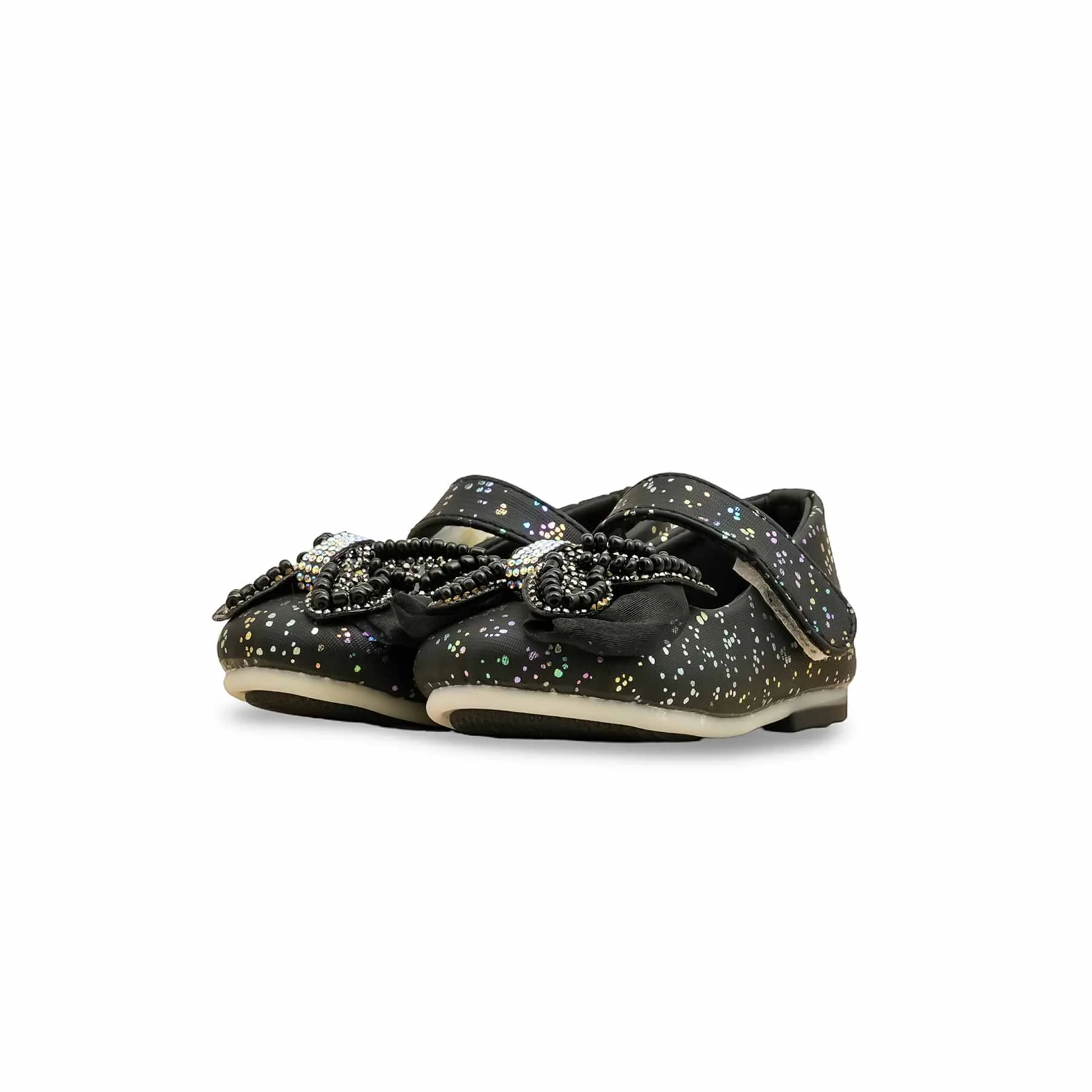 Girls Black Fancy Pumps KD2636 - Image 3