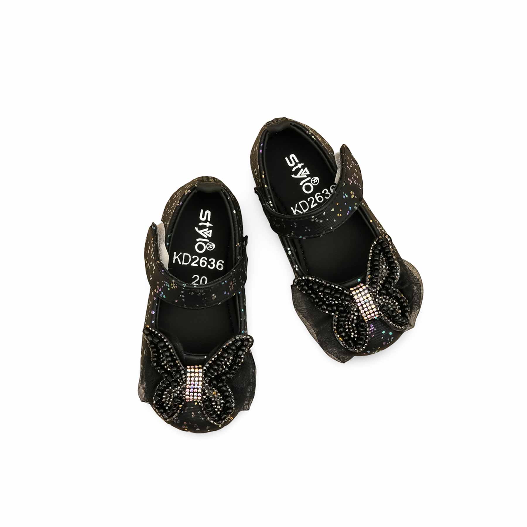 Girls Black Fancy Pumps KD2636 - Image 5