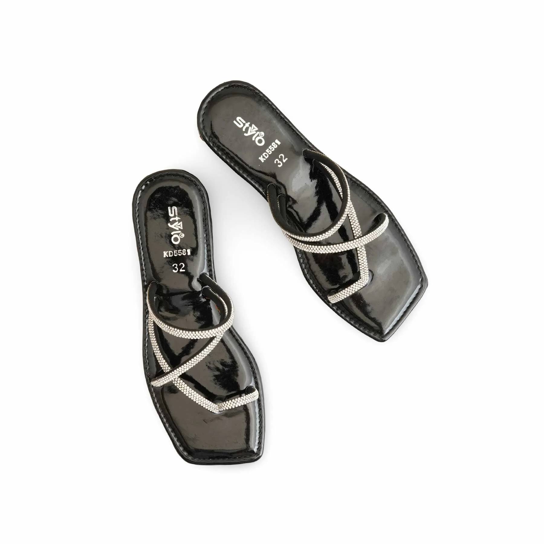 Girls Black Fancy Slipper KD5581 - Image 4