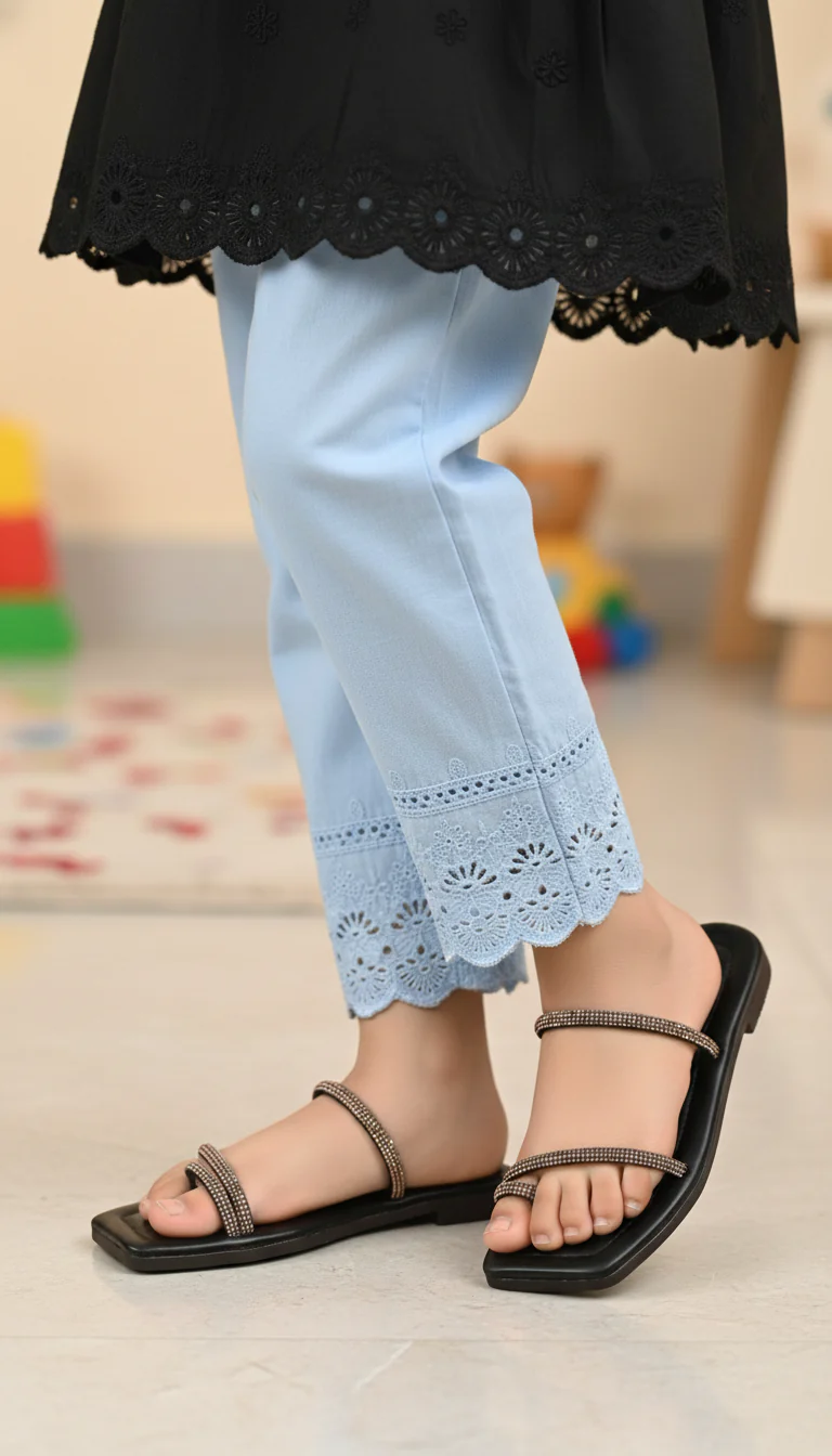 Girls Black Fancy Slipper KD5918